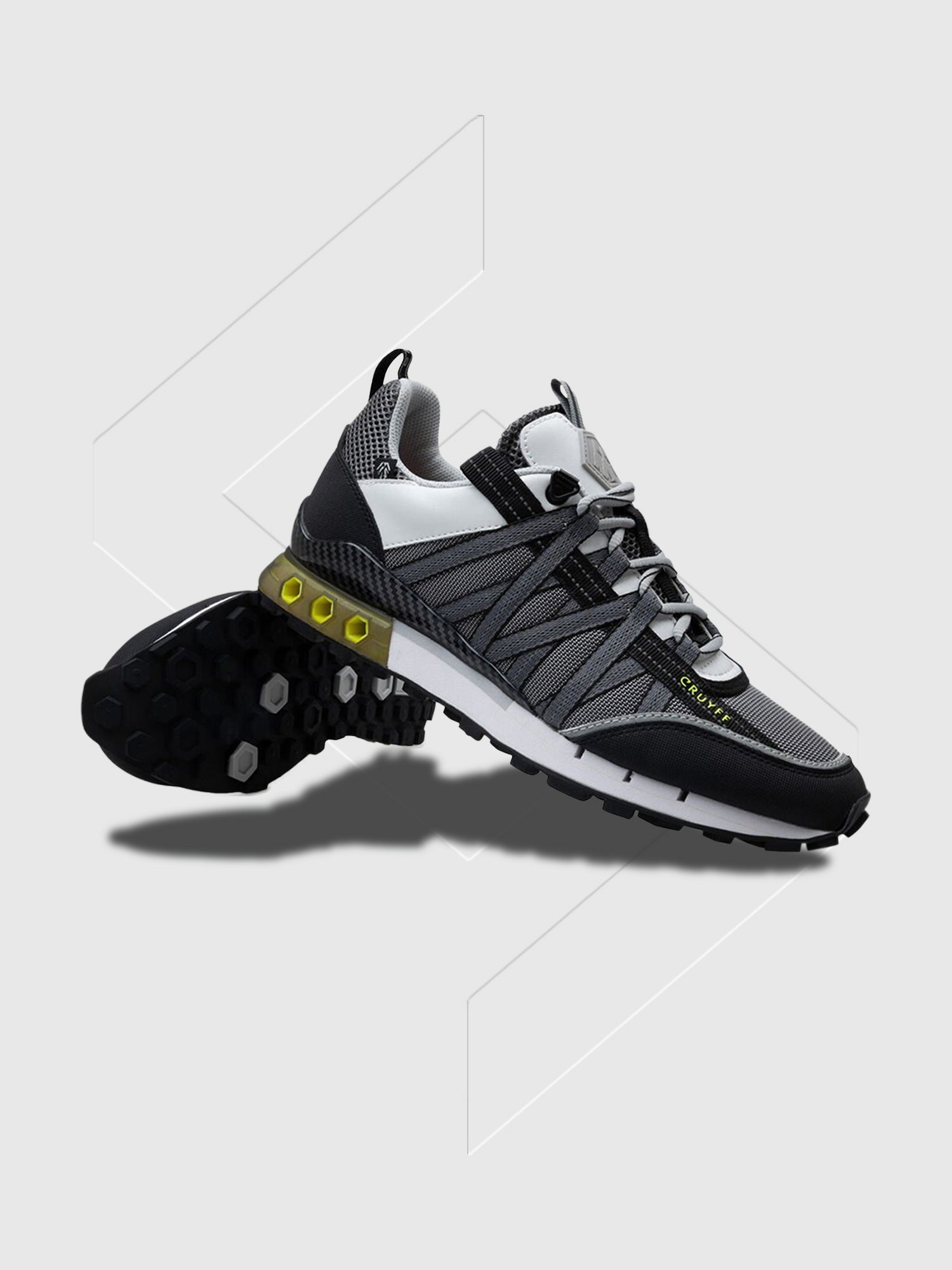 Cruyff Fearia Hex-Tech Montserrat White/Fluo Yellow Trainer from Saxumo