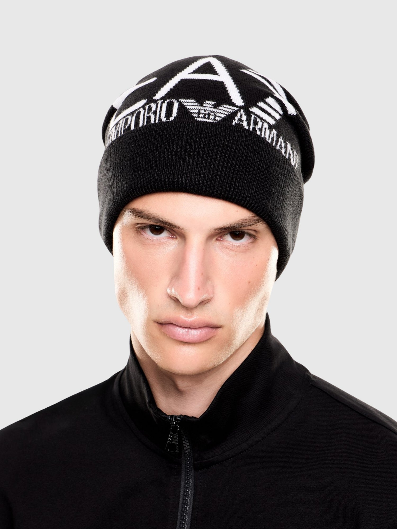 EA7 Emporio Armani Beanie Hat Black/White from Saxumo.com