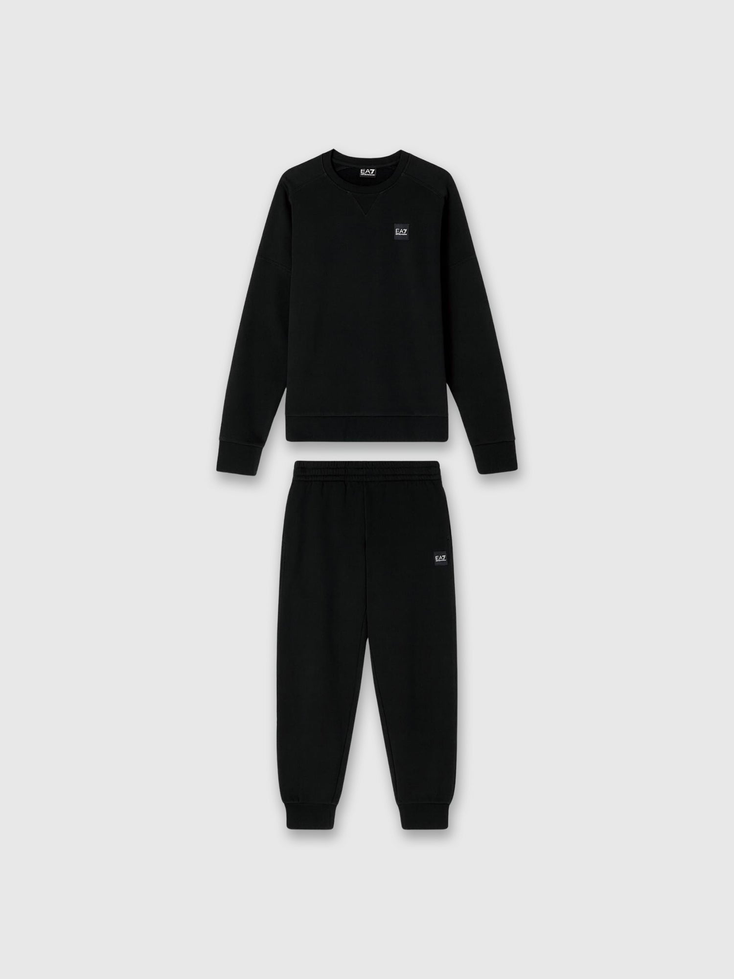 EA7 Emporio Armani Box Logo Crew Long Sleeves Tracksuit Black from Saxumo.com