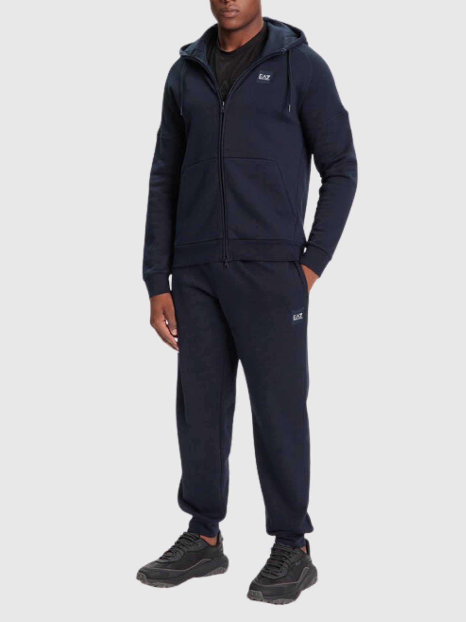 EA7 Emporio Armani Box Logo Hoodie Navy Blue from Saxumo.com
