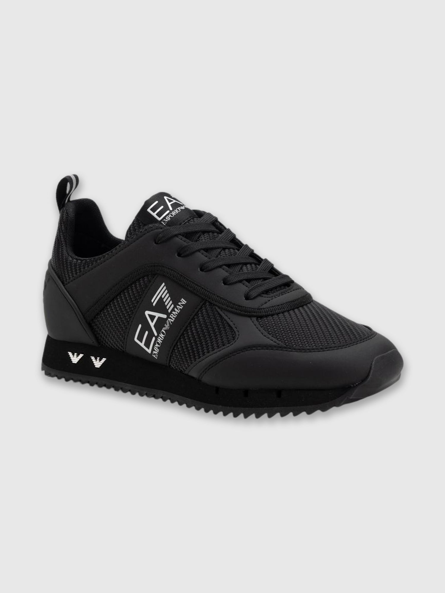 EA7 Emporio Armani Carbon Mesh Logo Trainers Black/White from Saxumo.com