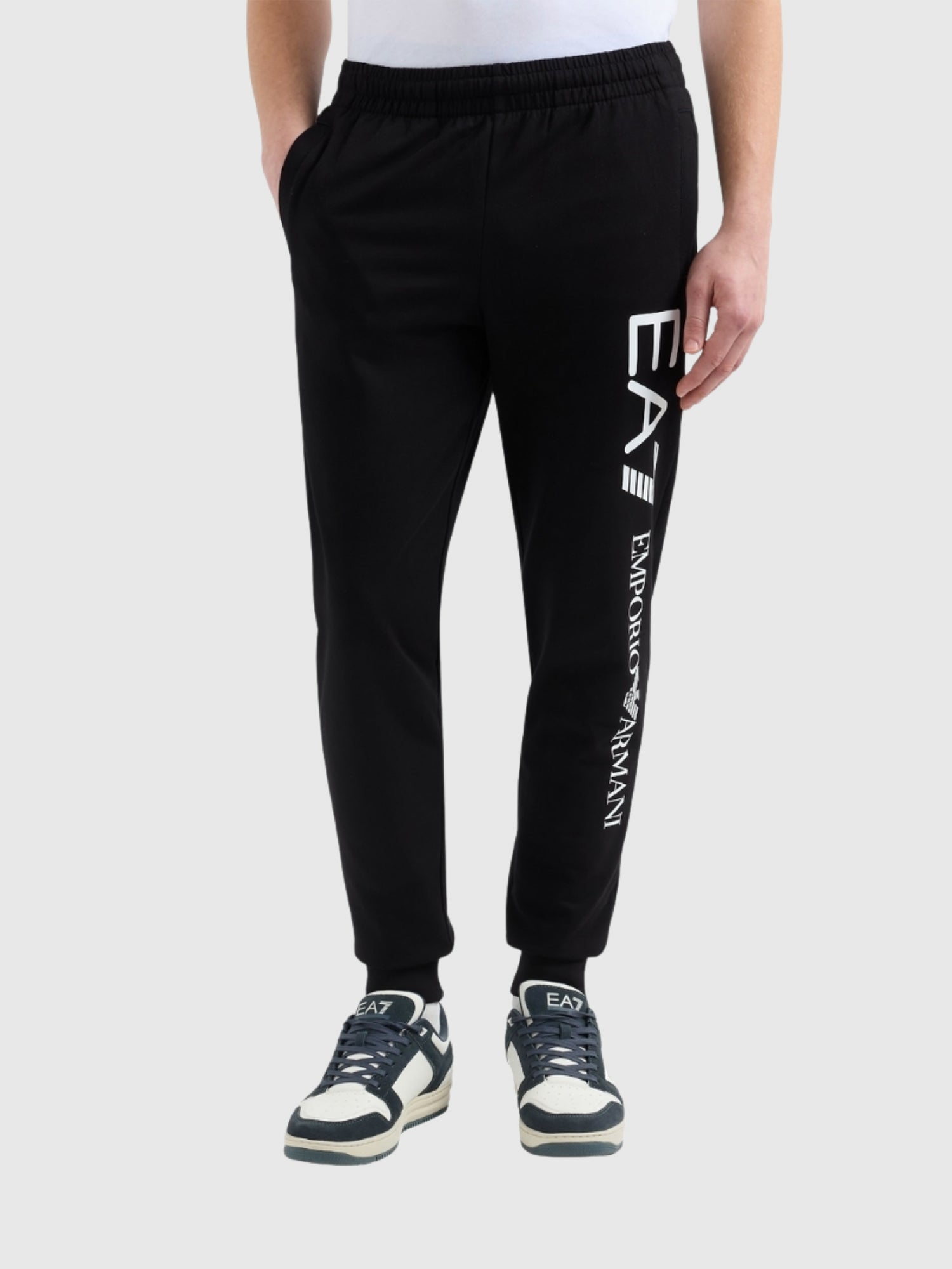 EA7 Emporio Armani Logo Cotton Pants Black from Saxumo.com