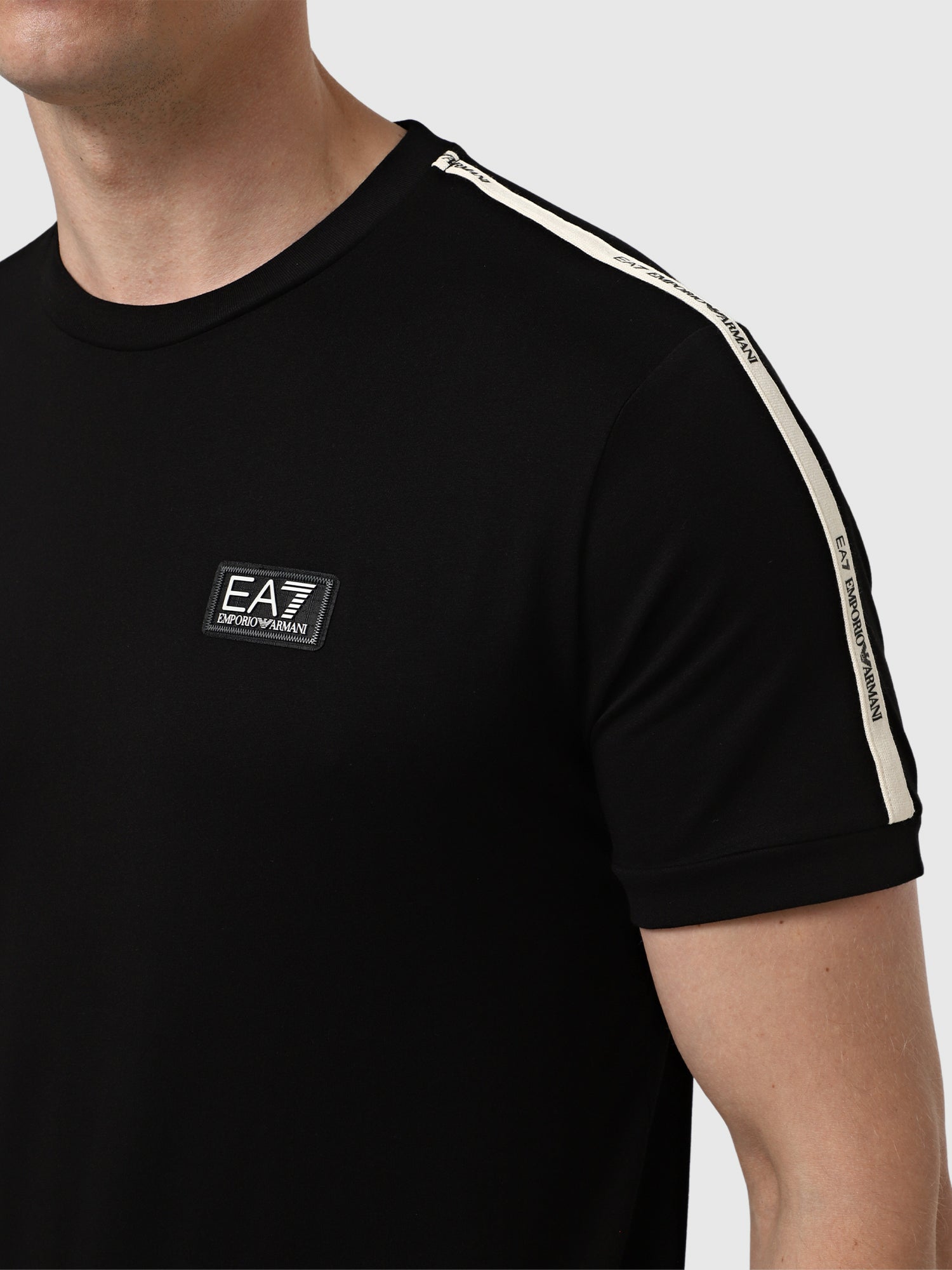 EA7 Emporio Armani Logo Series Cotton T-Shirt Black/White from Saxumo.com
