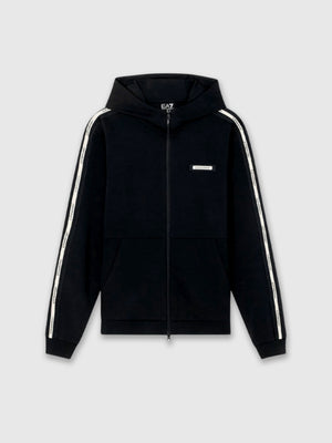 EA7 Emporio Armani Interlock Hooded Sweatshirt Black from Saxumo.com