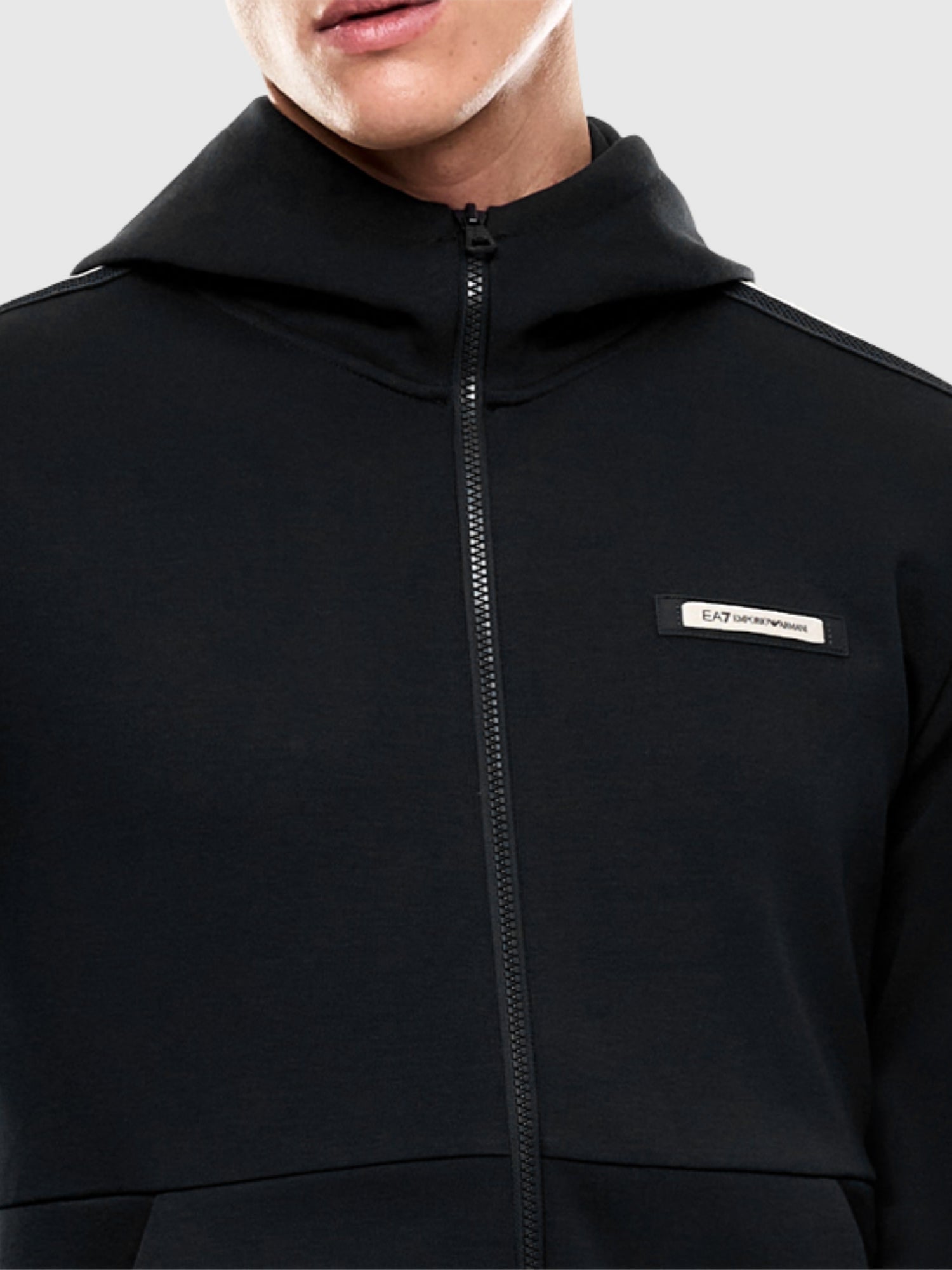 EA7 Emporio Armani Interlock Hooded Sweatshirt Black from Saxumo.com