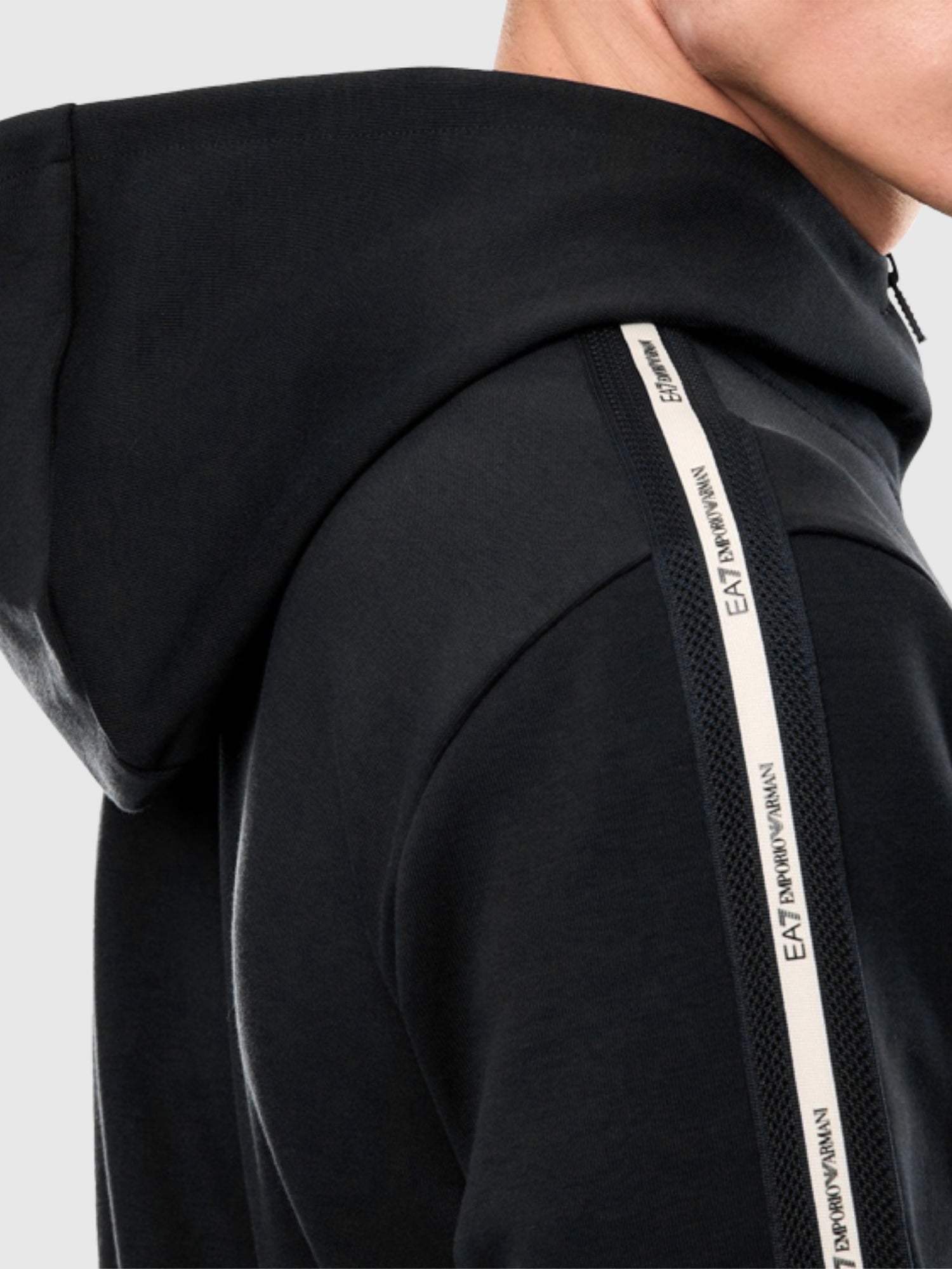 EA7 Emporio Armani Interlock Hooded Sweatshirt Black from Saxumo.com