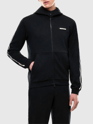 EA7 Emporio Armani Interlock Hooded Sweatshirt Black from Saxumo.com