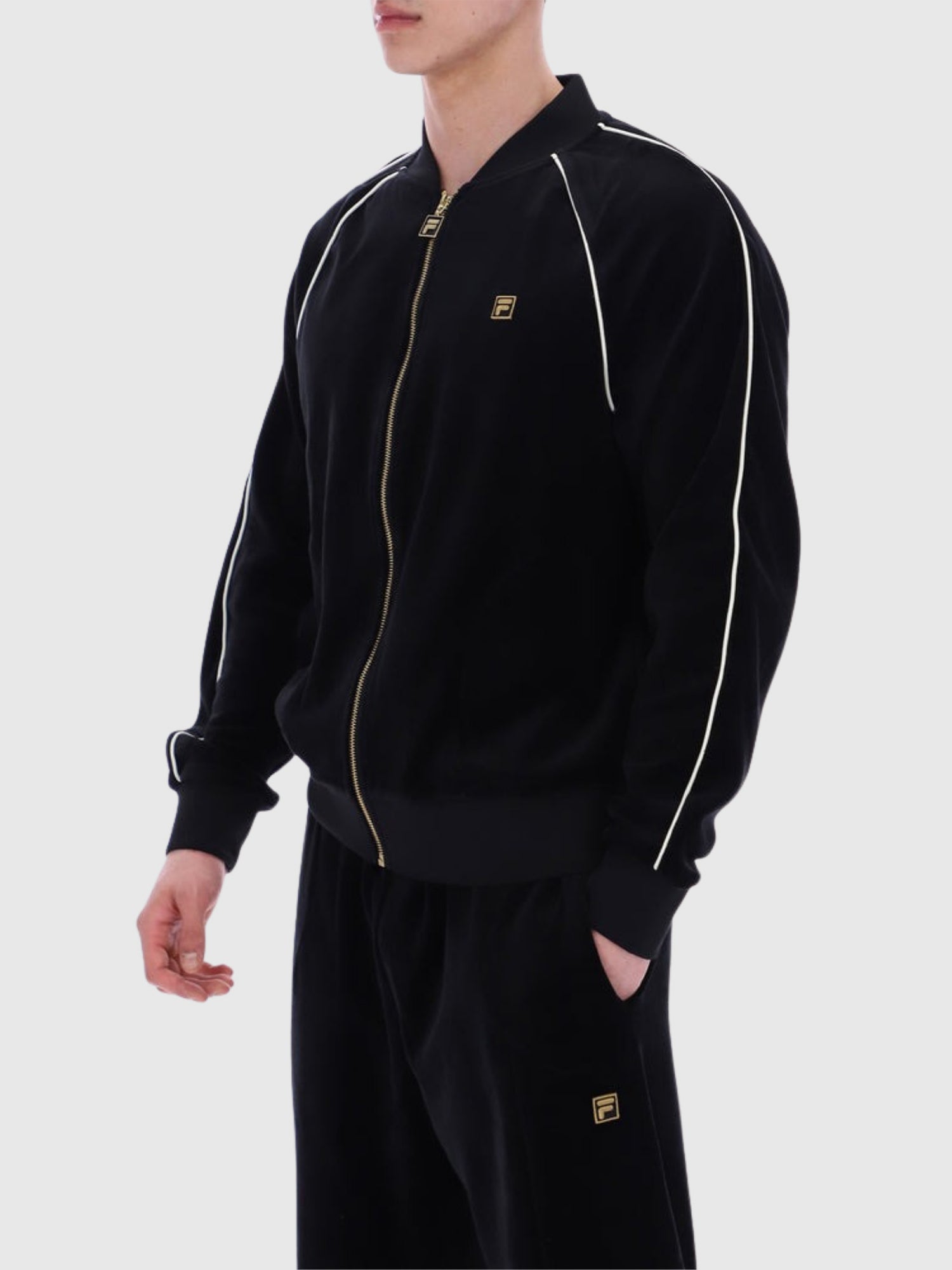 FILA Fella Velour Jacket Black/Coconut Milk from Saxumo.com