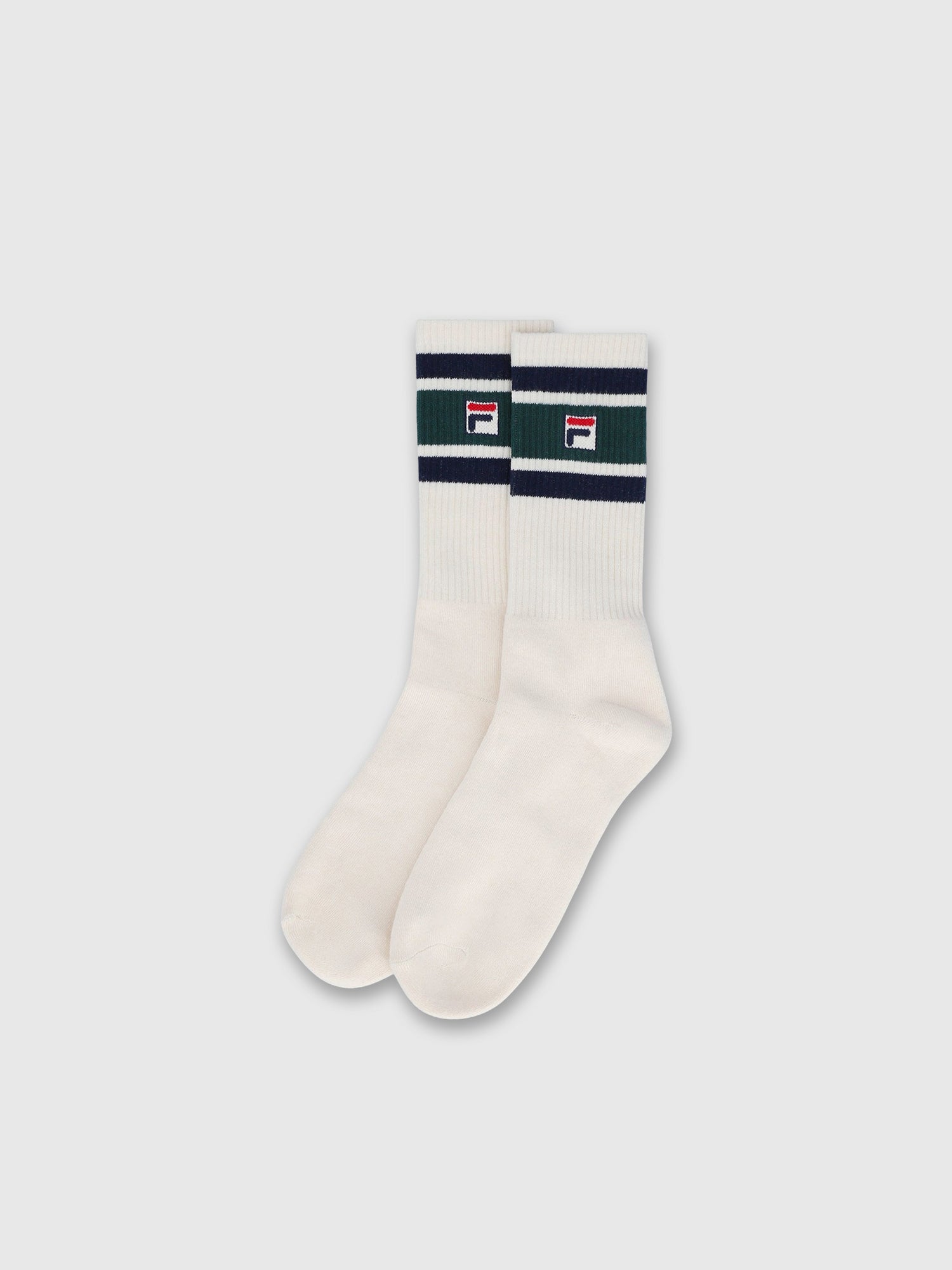 FILA Russel 3-pack F-box Heritage Stripe Socks Gardenia/ Fila Navy/ Rain Forest from Saxumo.com