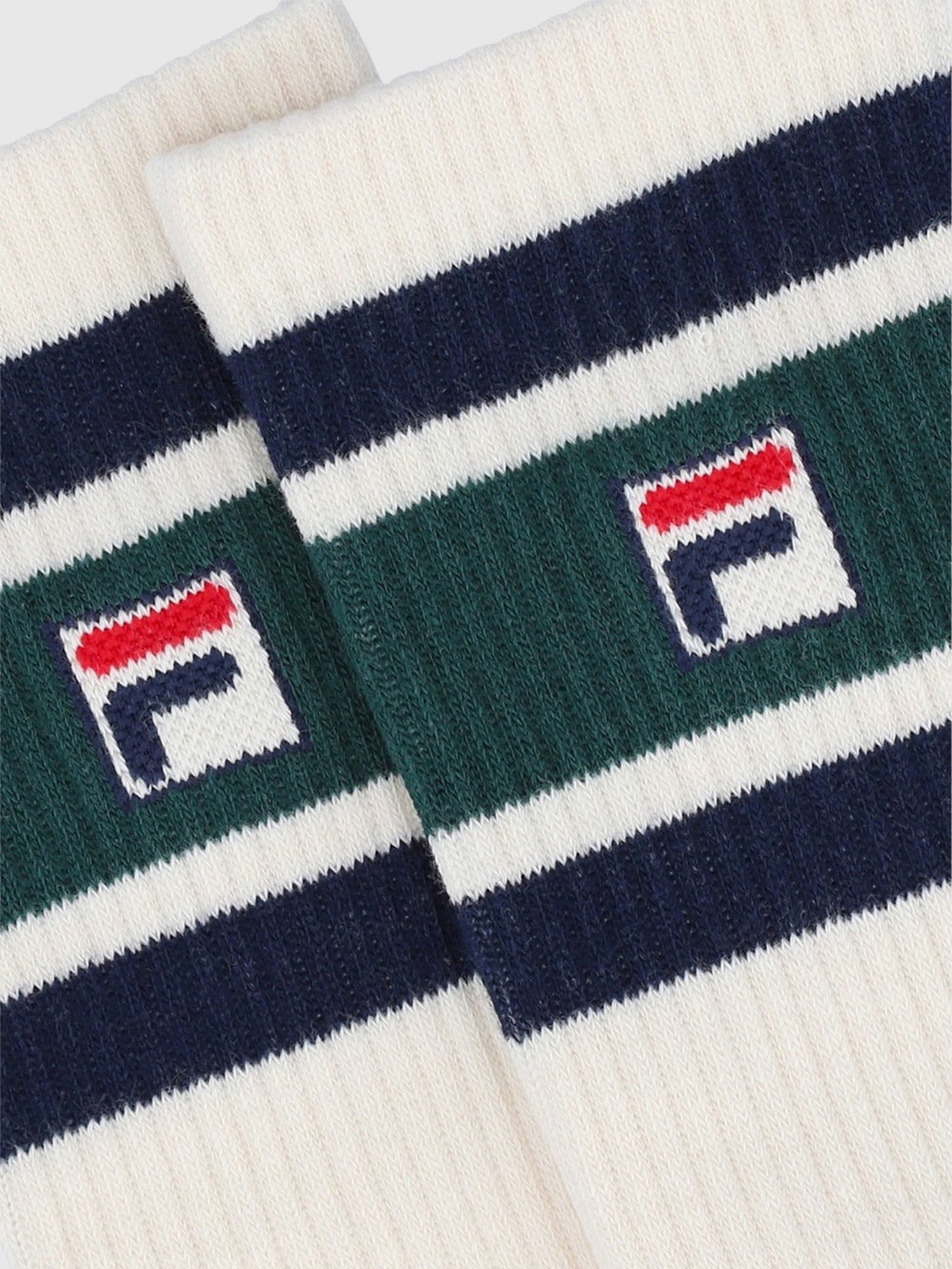 FILA Russel 3-pack F-box Heritage Stripe Socks Gardenia/ Fila Navy/ Rain Forest from Saxumo.com
