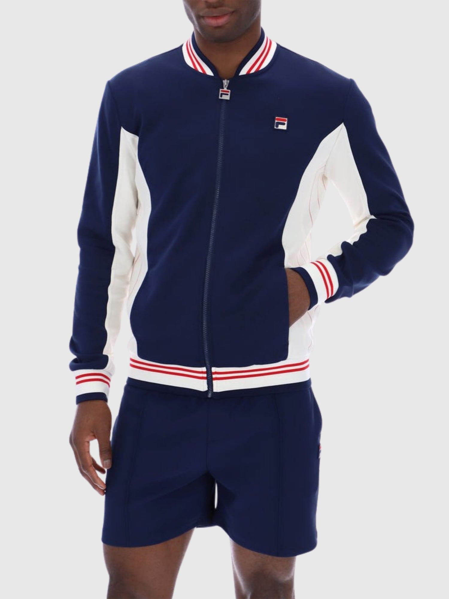 FILA Settanta Baseball Track Jacket Navy/Gardenia/Red from Saxumo.com