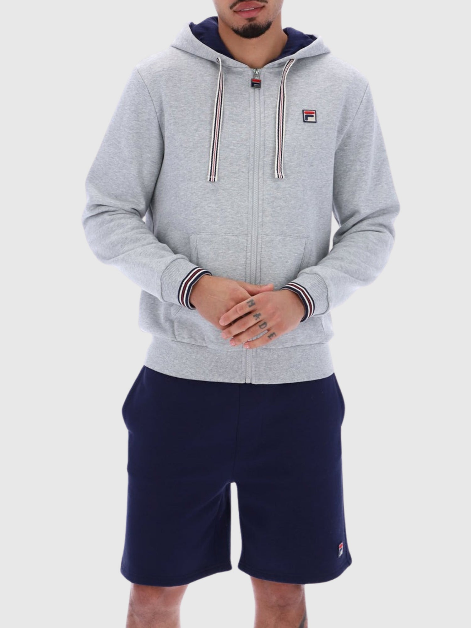 FILA Tenconi Zip Up Hoodie Light Grey/Navy from Saxumo.com