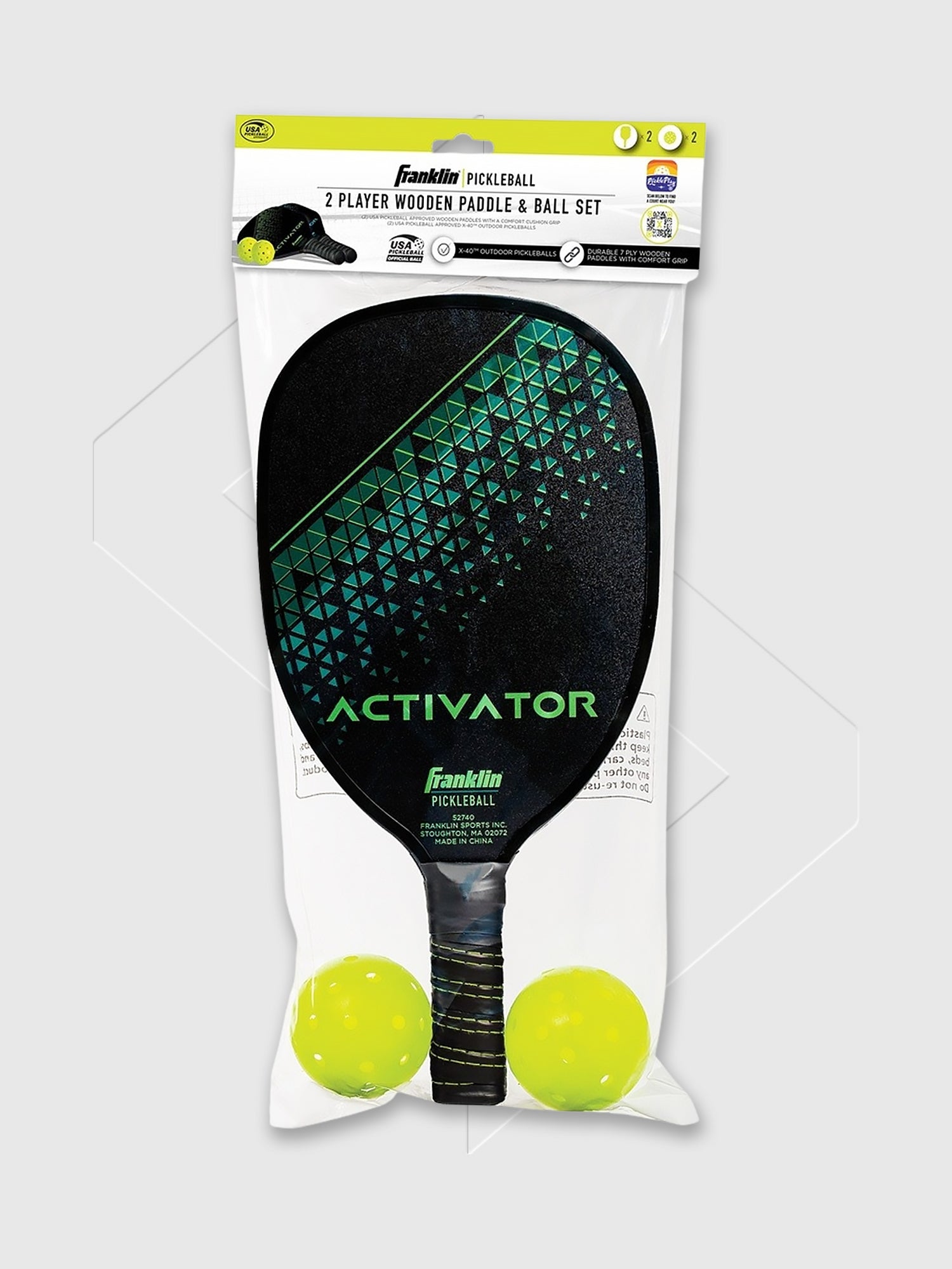 Franklin Activator 2-Player Pickleball Paddle and Ball Set Black/Green/Blue from Saxumo.com