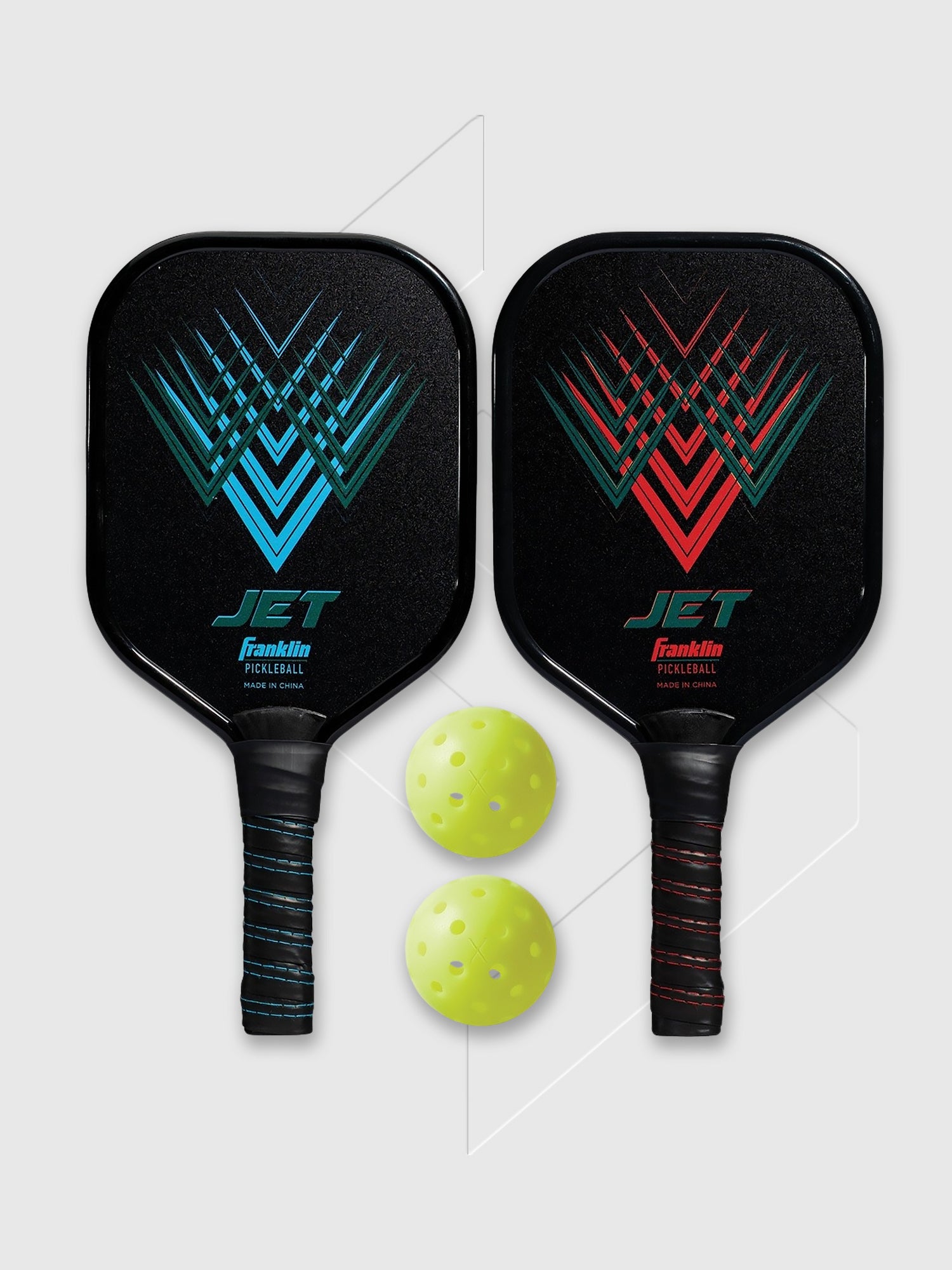 Franklin Jet 2-Player Pickleball Paddle and Ball Set Black/Red/Blue from Saxumo.com