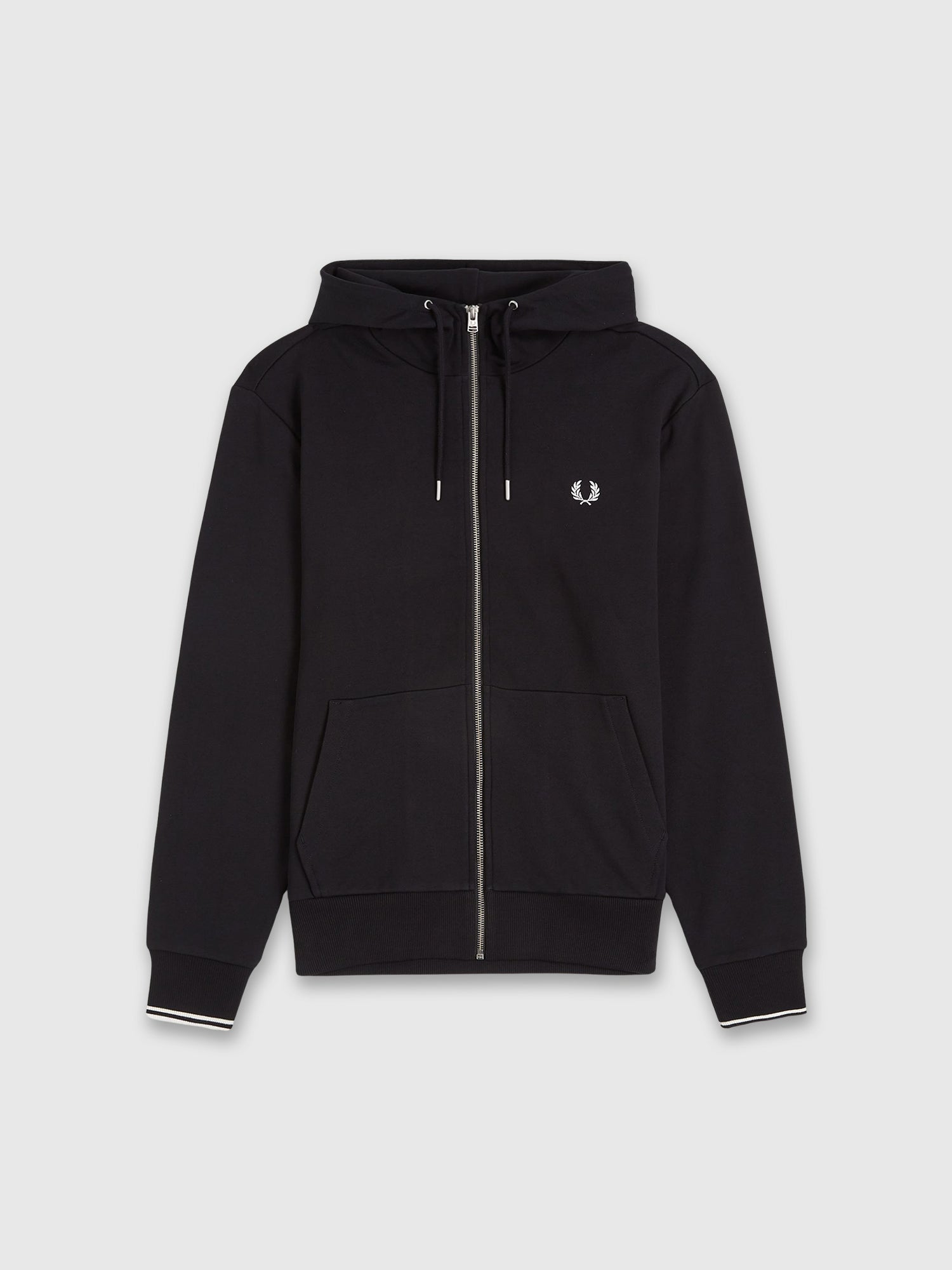 Fred Perry Hooded Zip Through Sweatshirt Black from Saxumo.com