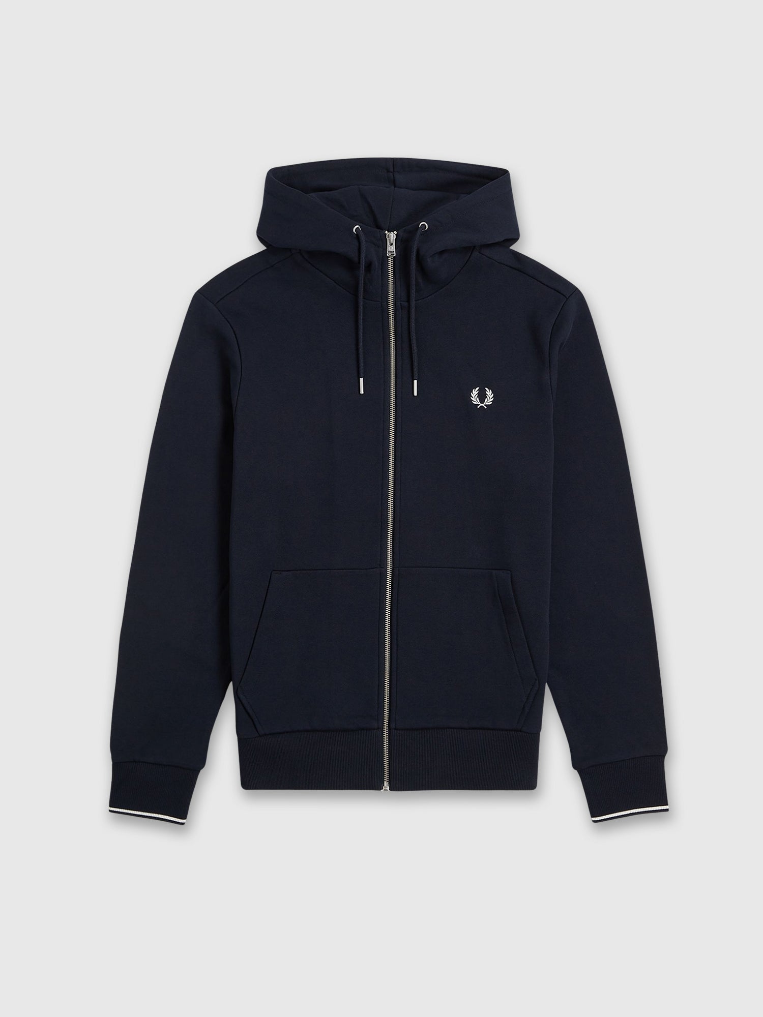 Fred Perry Hooded Zip Through Sweatshirt Navy from Saxumo.com