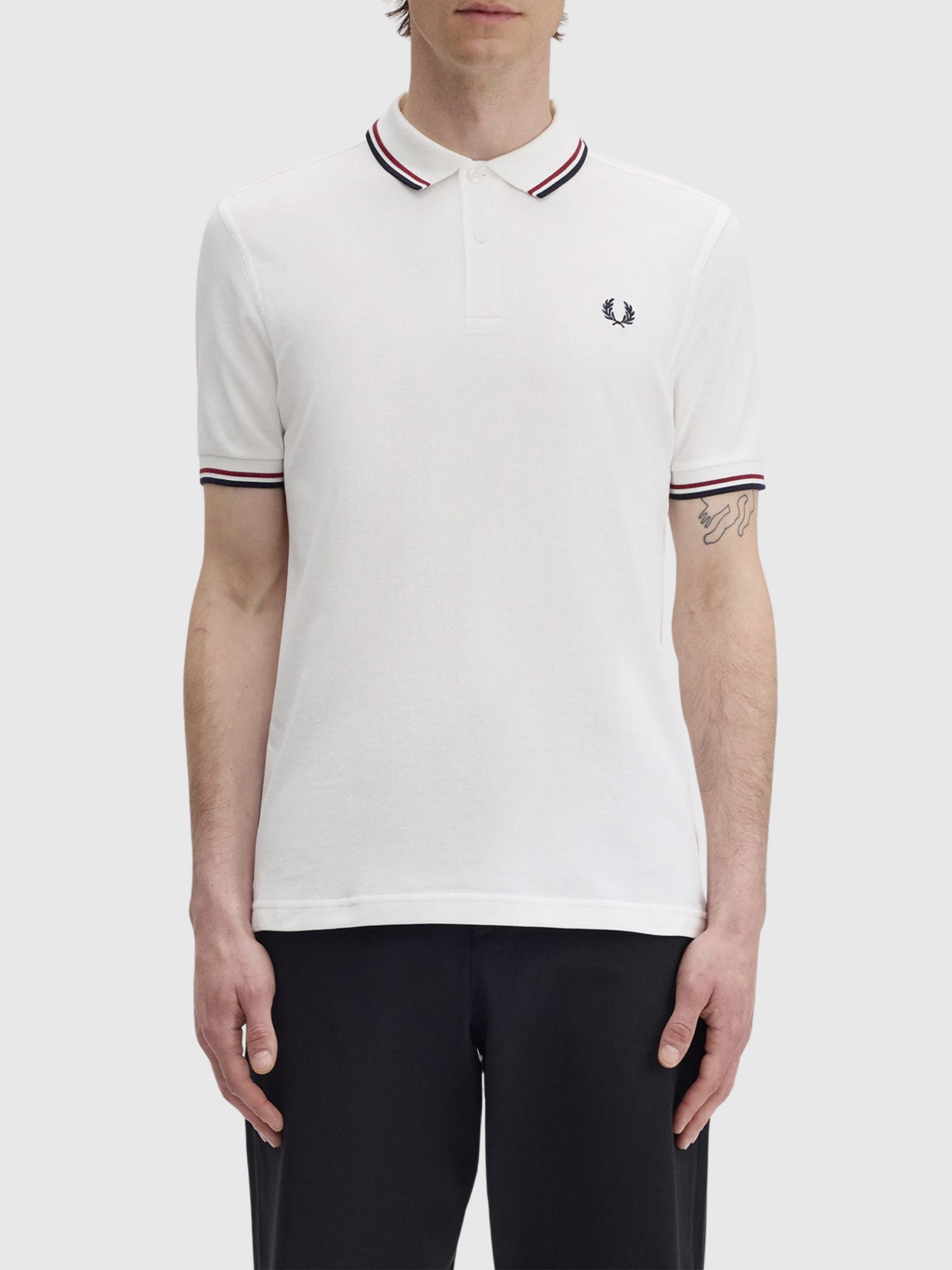 Fred Perry Twin Tipped Shirt White/Red/Navy from Saxumo.com