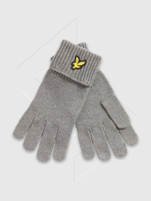 Lyle and Scott Cotton Merino Gloves Mid Grey Marl from Saxumo.com