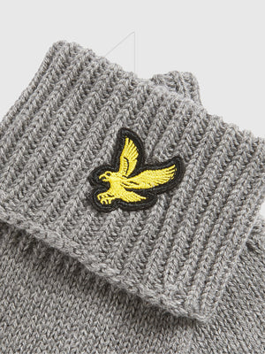 Lyle and Scott Cotton Merino Gloves/Plain Scarf Set Mid Grey Marl from Saxumo