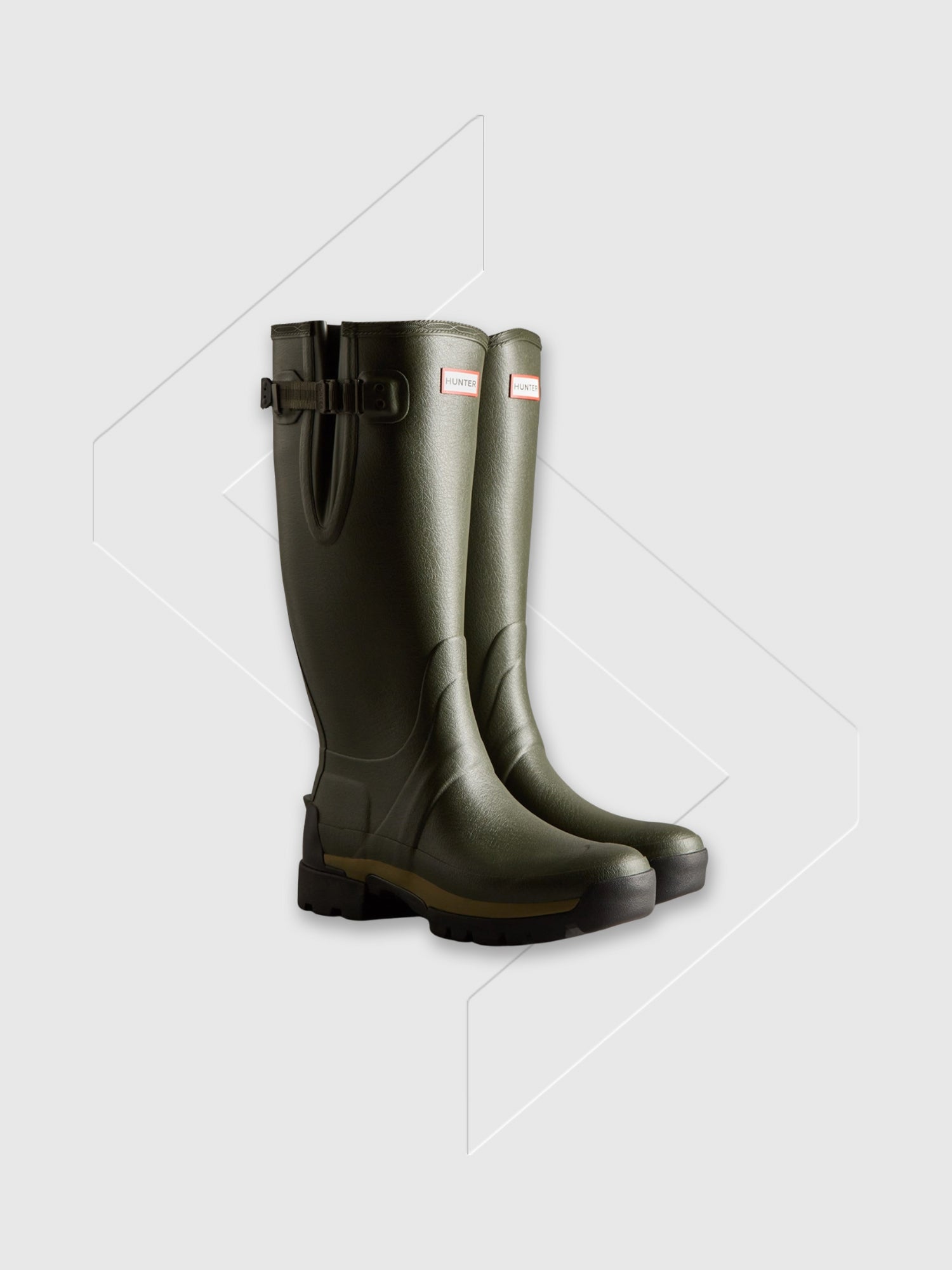 Hunter Balmoral Adjustable Wellington Boots Dark Olive from Saxumo.com