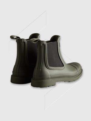 Hunter Commando Chelsea Boots Dark Olive from Saxumo.com