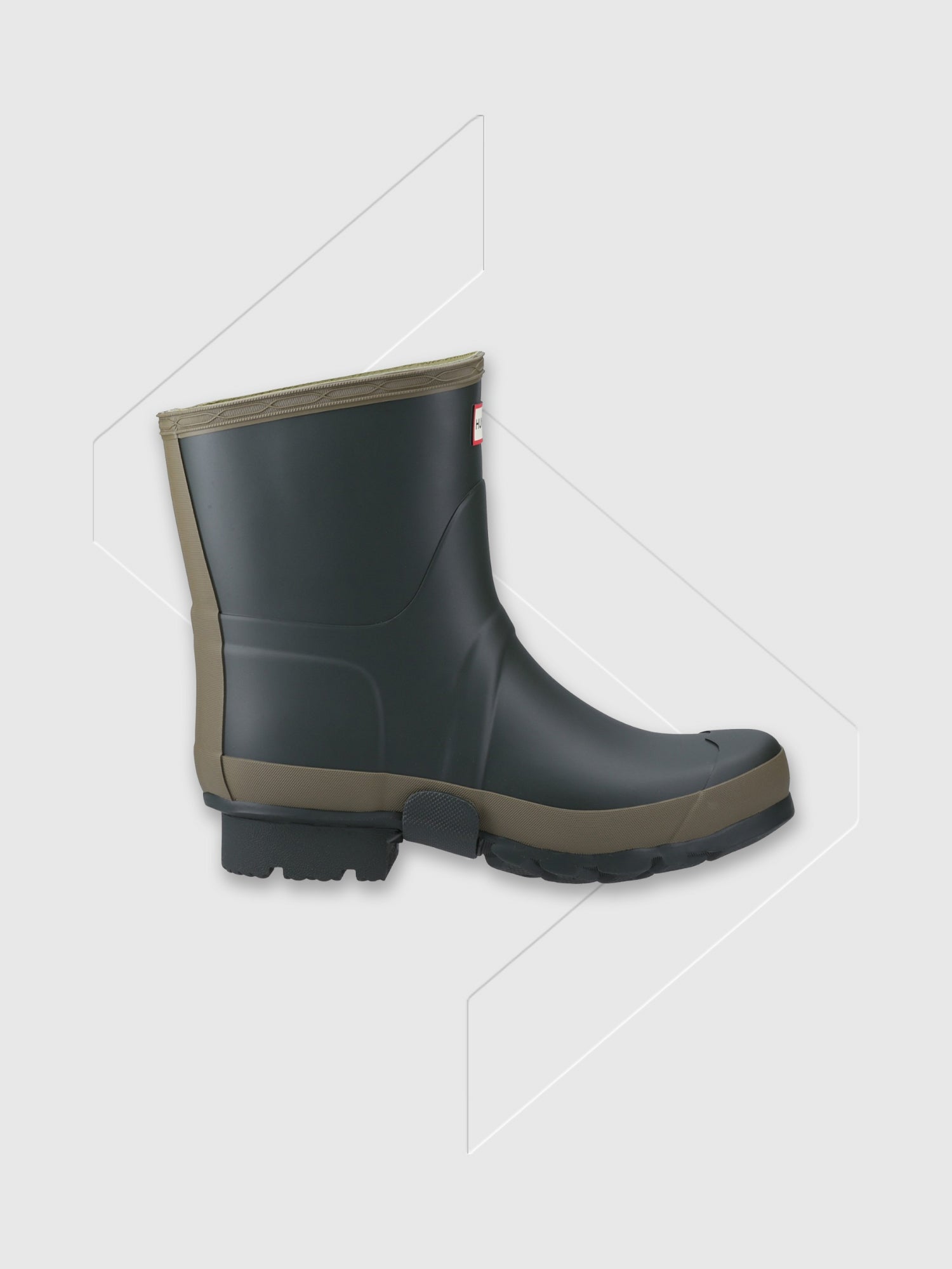 Hunter Gardener Short Wellington Boot Dark Olive/Clay from Saxumo.com