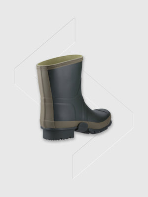Hunter Gardener Short Wellington Boot Dark Olive/Clay from Saxumo.com