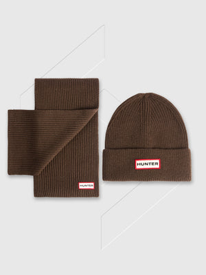Hunter Jura Scarf and Beanie Hat Set Chocolate Brown from Saxumo.com