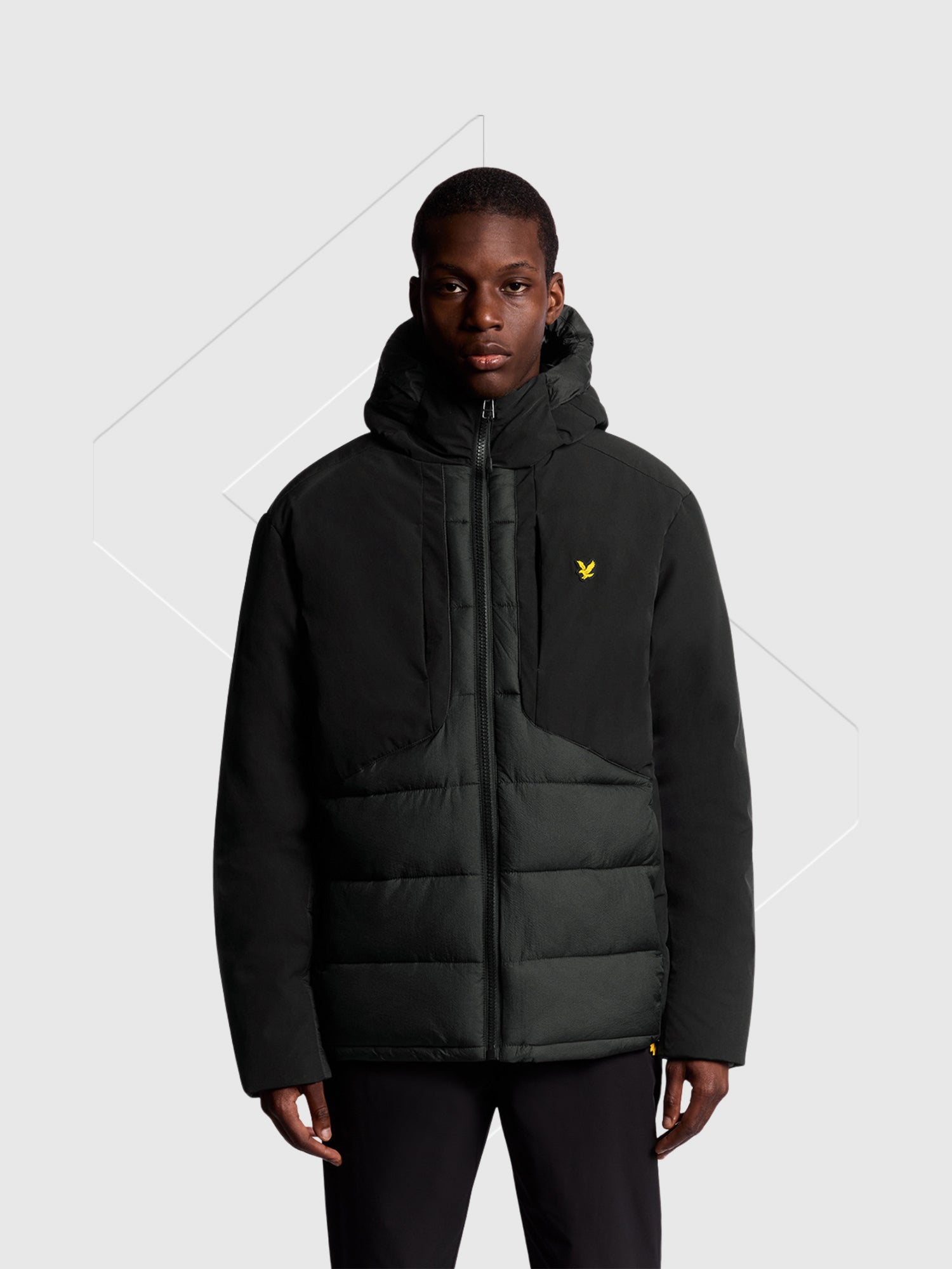 Lyle And Scott Wadded Hybrid Jacket Jet Black from Saxumo.com
