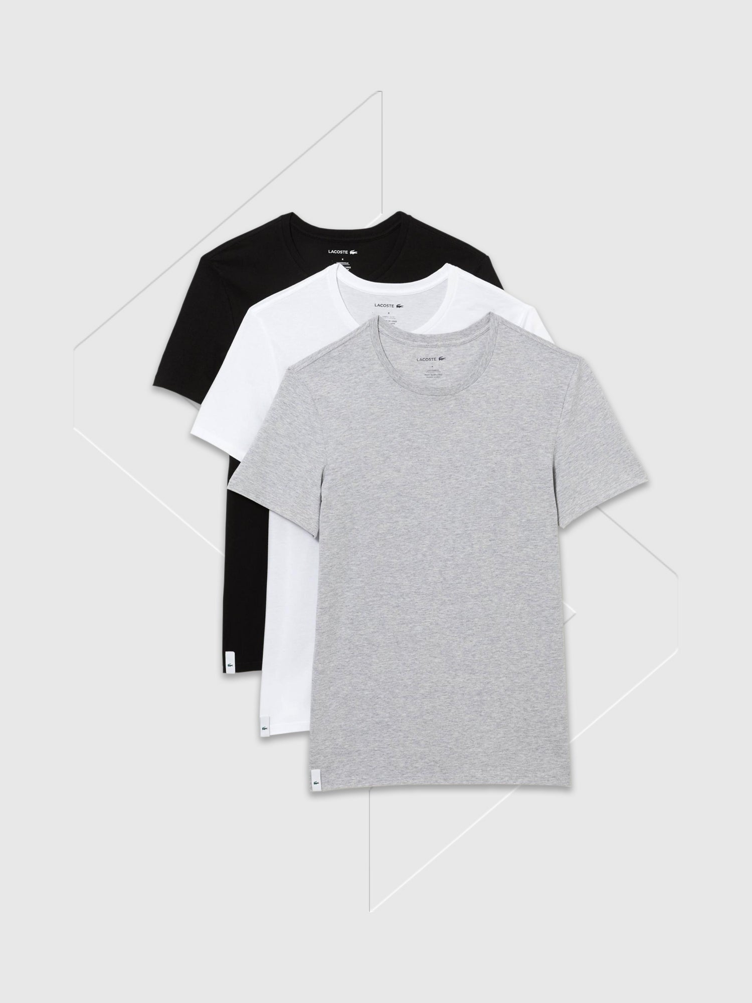 Lacoste 3 Pack Crew T-Shirt Black/Grey/Black from Saxumo