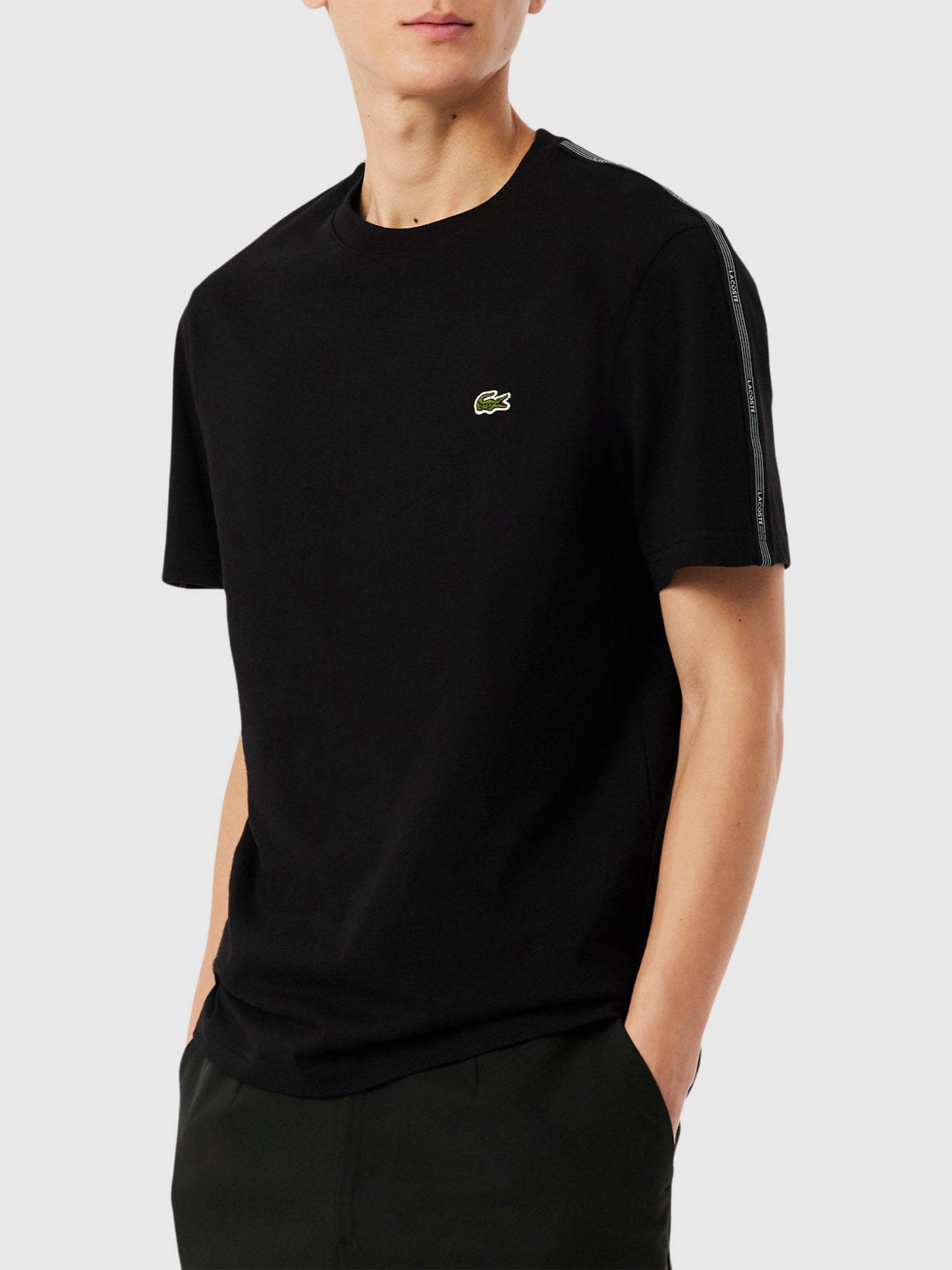 Lacoste Branded Stripe Band T-shirt/Pant Set Black from Saxumo.com