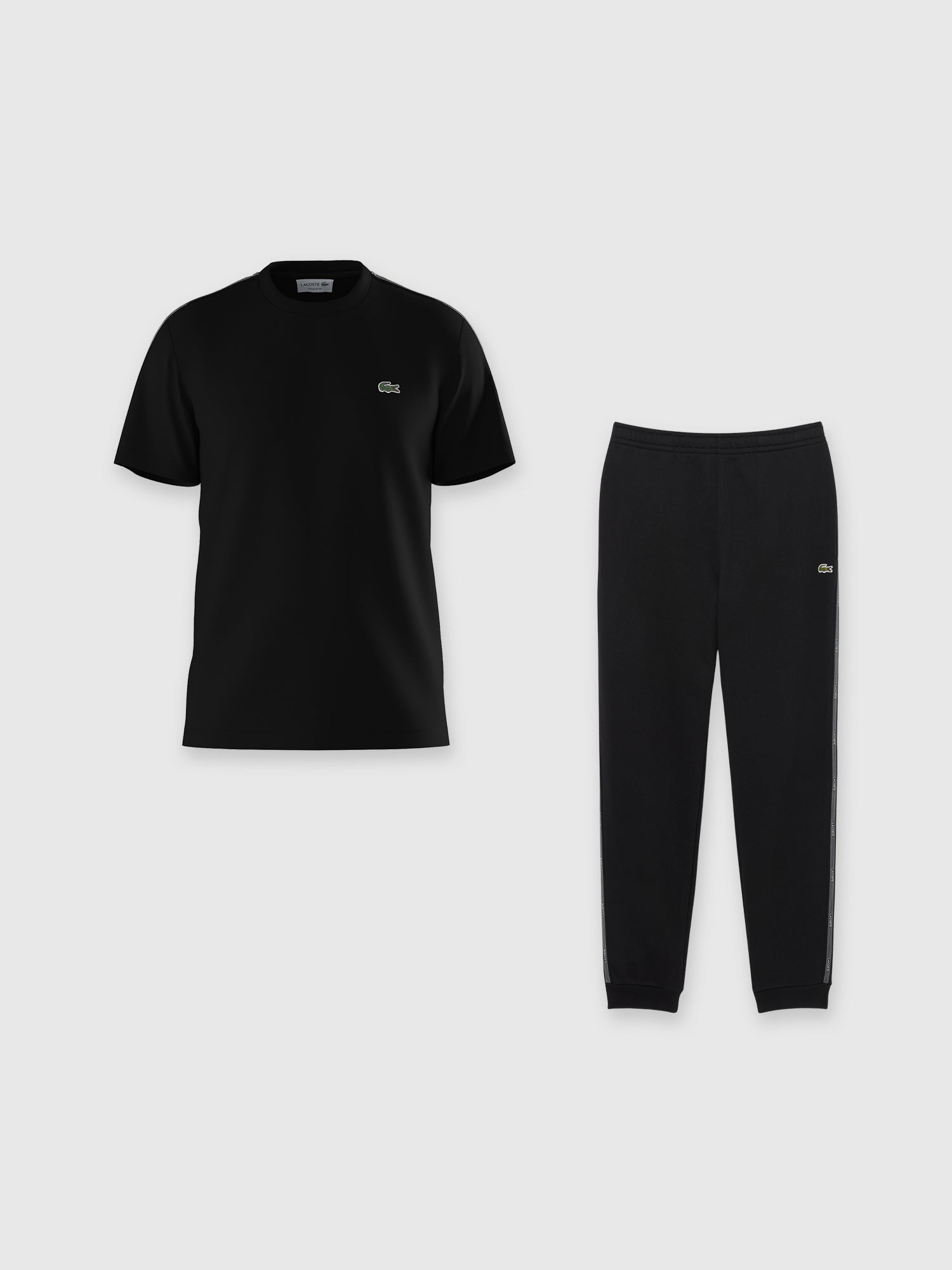 Lacoste Branded Stripe Band T-shirt/Pant Set Black from Saxumo.com