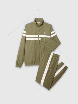 Lacoste Diamond Taffeta Tennis Printed Tracksuit Set Olive/Lapland-Delphinium from Saxumo