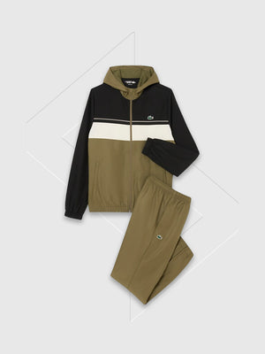 Lacoste Diamond Taffeta Tennis Tracksuit Set Olive/Black/Lapland from Saxumo