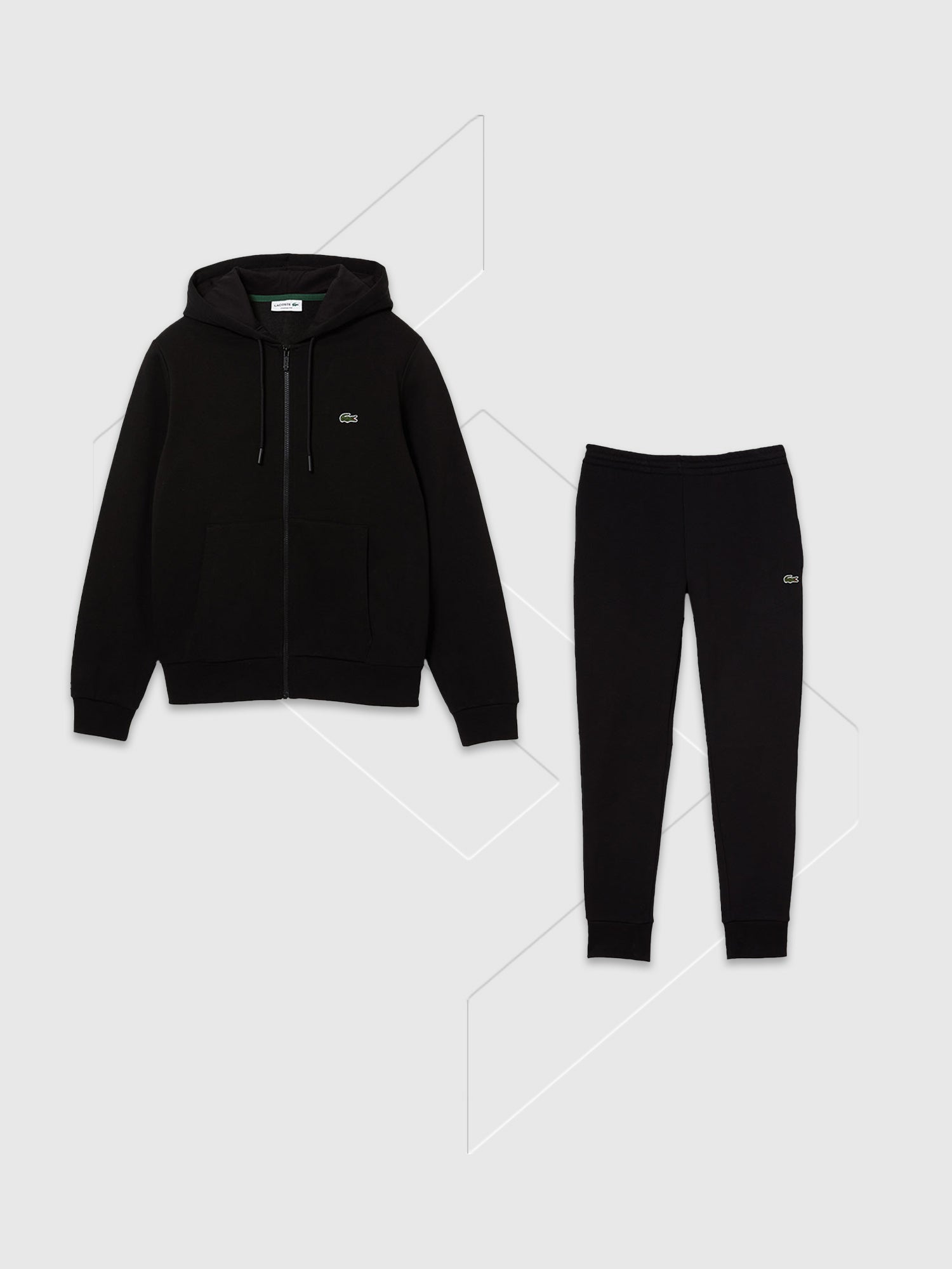 Lacoste Full Zip Fleece Tracksuit Set Black from Saxumo