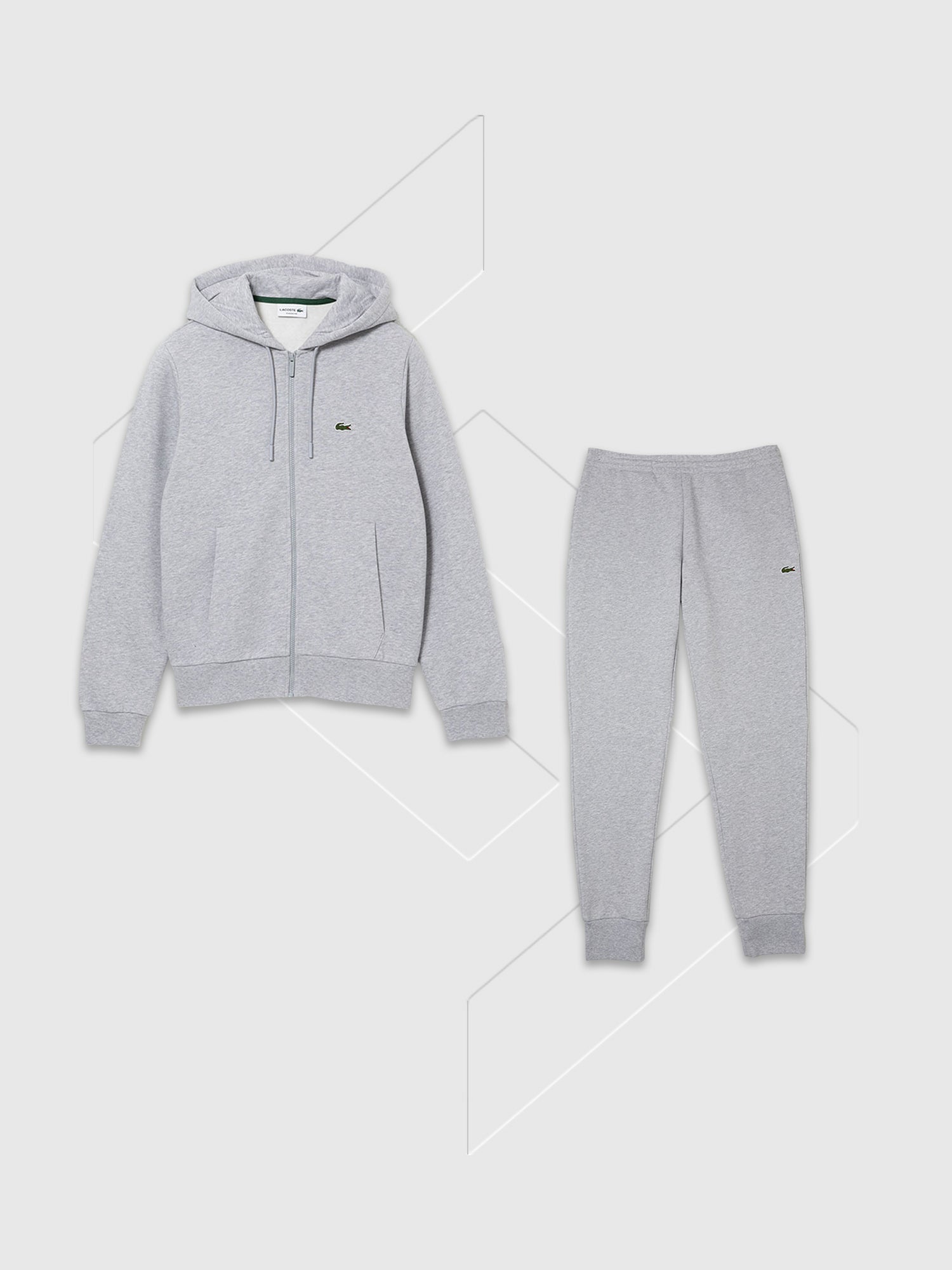 Lacoste Full Zip Fleece Tracksuit Set Grey from Saxumo