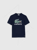 Lacoste Jersey Signature Print T-Shirt Navy Blue from StockUK