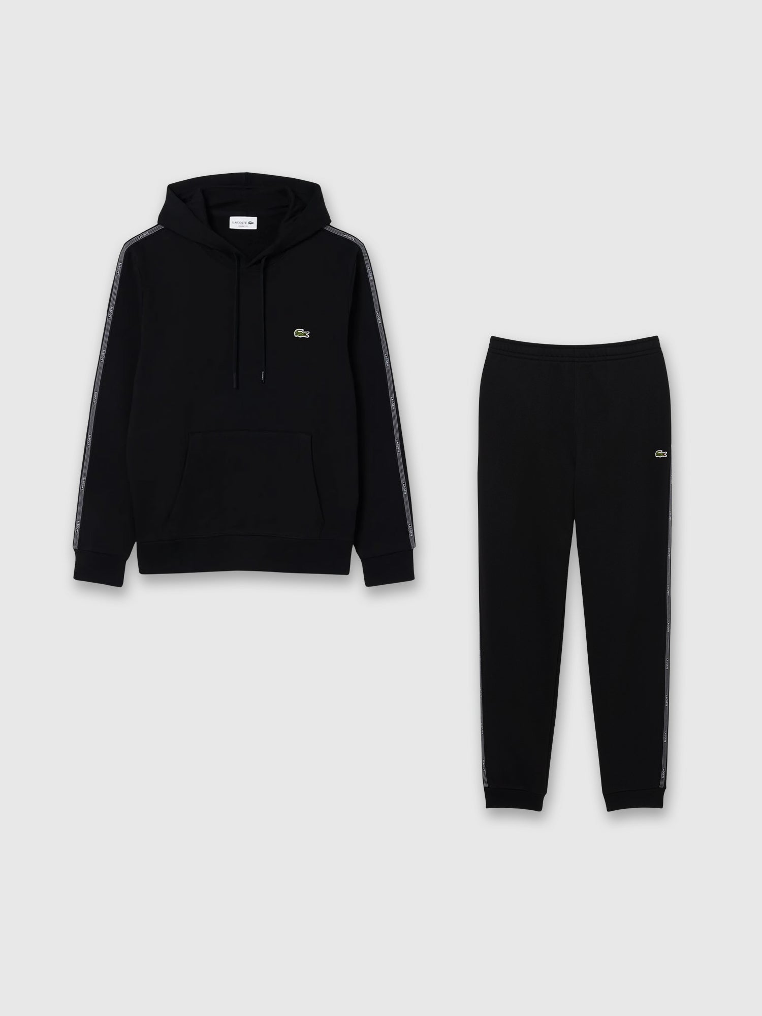 Lacoste Logo Stripe Zipped Hoodie/Pant Set Black from Saxumo.com