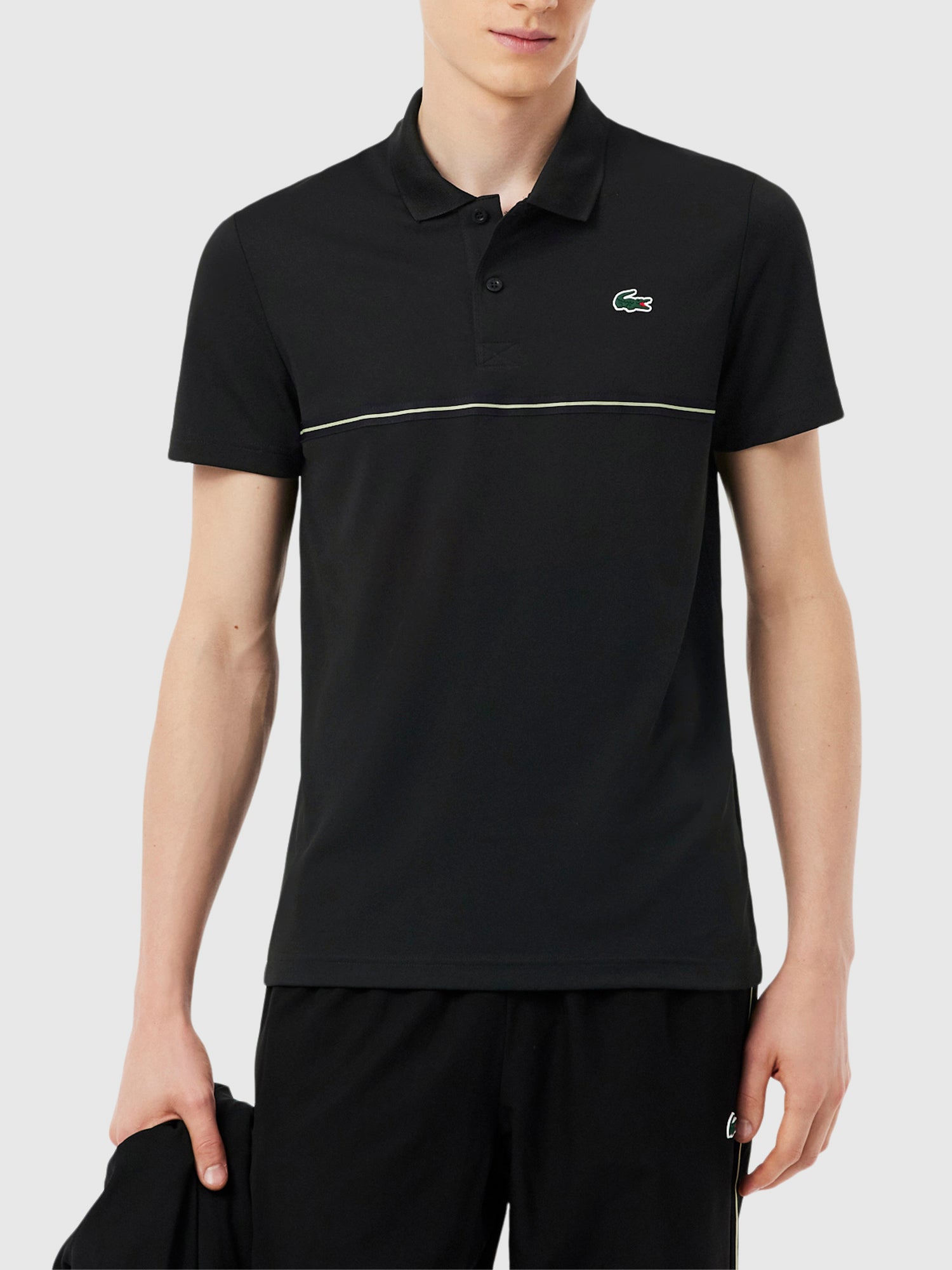 Lacoste Men's Ultra Dry Print Sport Polo Shirt Black from Saxumo.com
