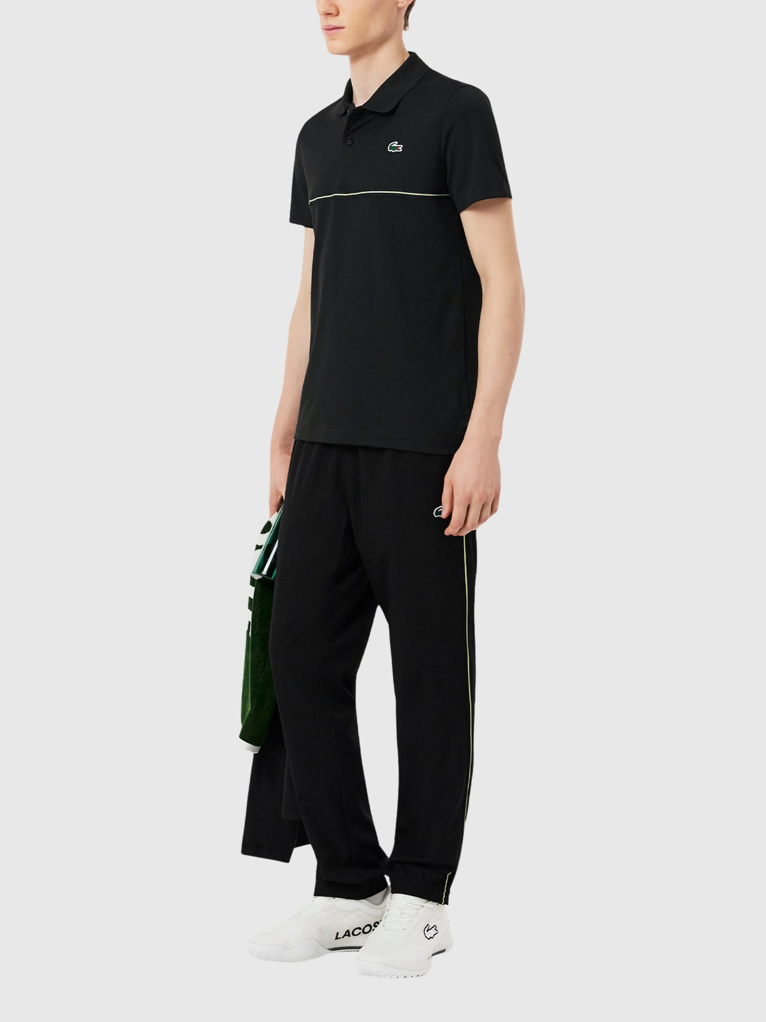 Lacoste Men's Ultra Dry Print Sport Polo Shirt Black from Saxumo.com