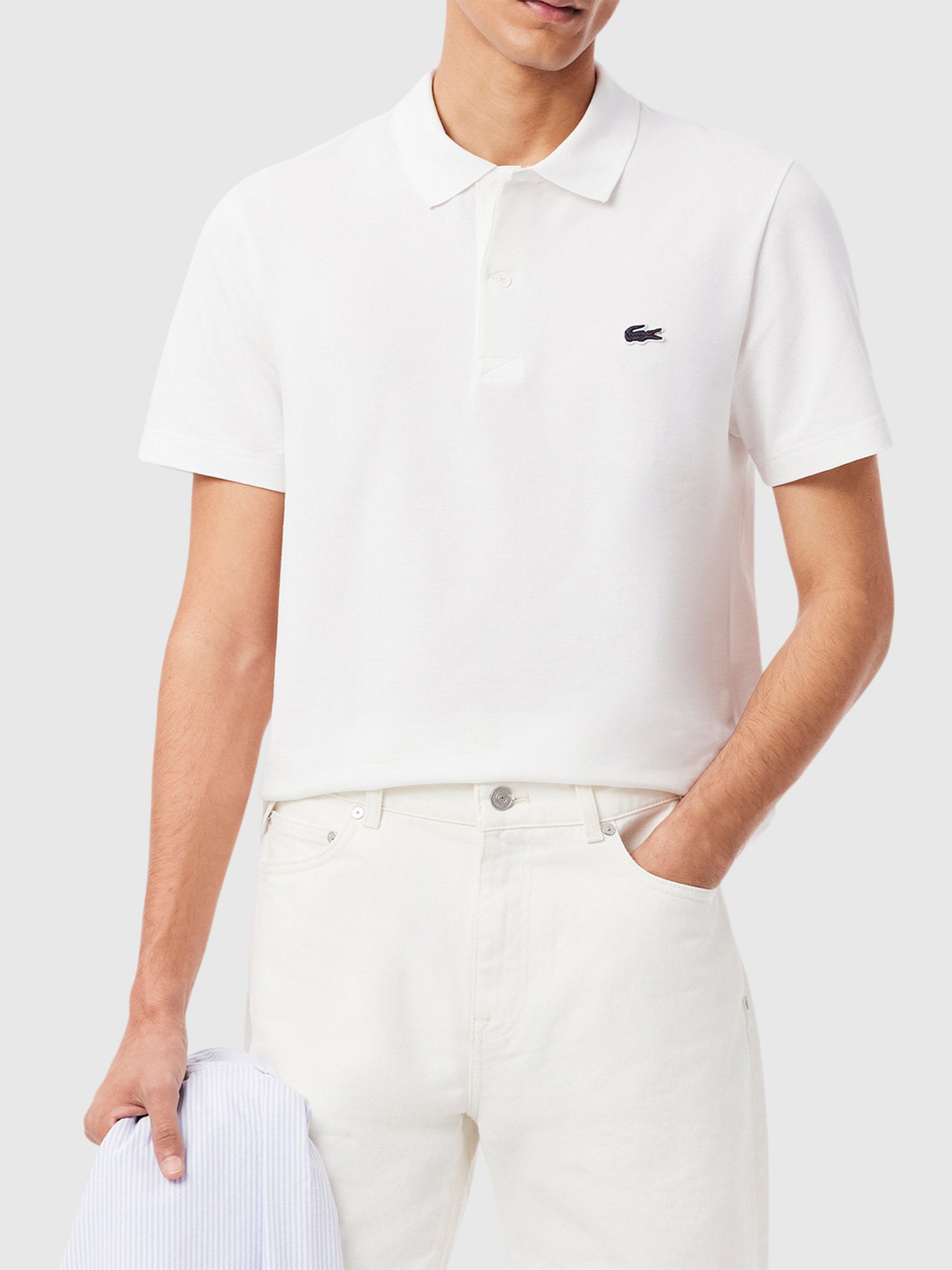 Lacoste Regular Fit Cotton Polo Shirt White from Saxumo.com