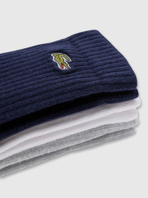 Lacoste Sport Socks 3 Pack Silver Chine/White/Navy Blue from Saxumo.com