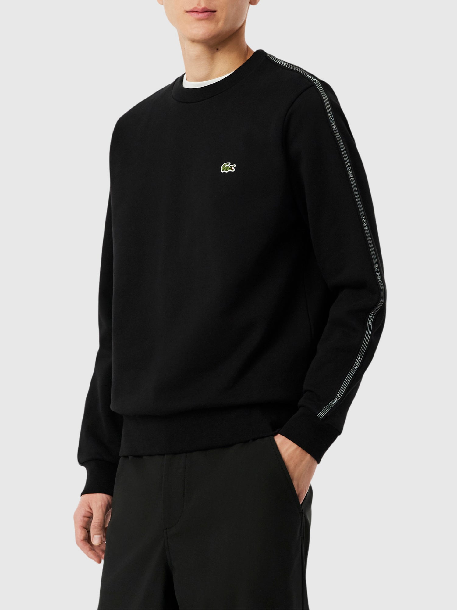 Lacoste Stripe Band Fleece Sweatshirt Black from Saxumo.com