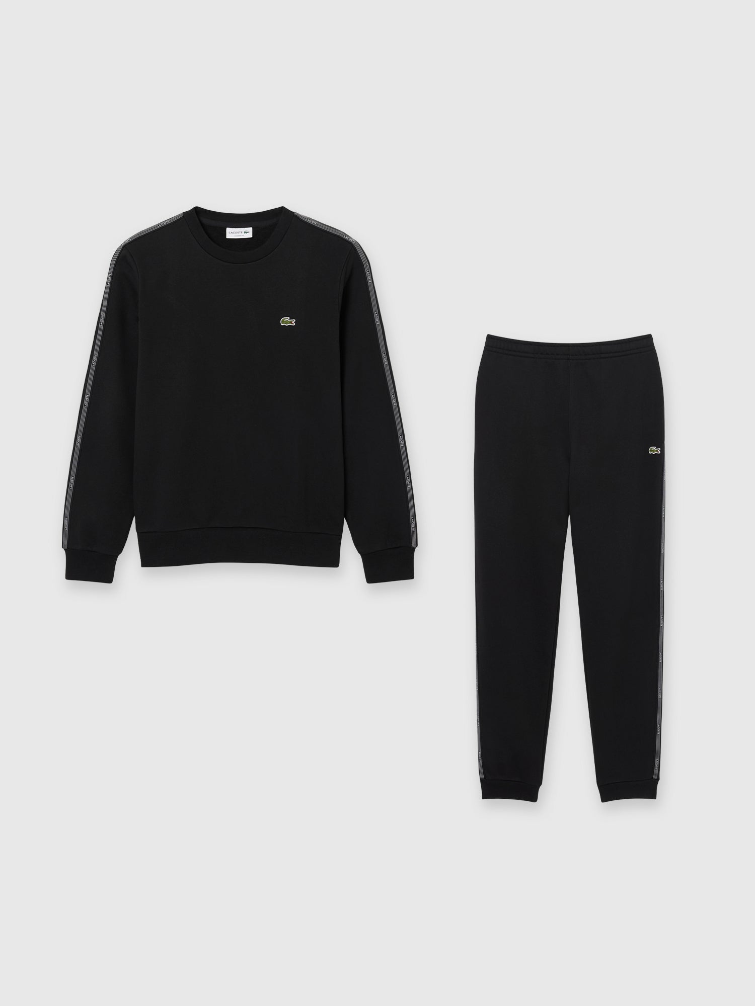 Lacoste Stripe Band Fleece Sweatshirt/Pant Black from Saxumo.com