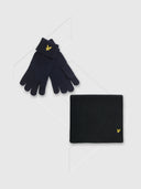 Lyle and Scott Cotton Merino Gloves/Plain Scarf Set Dark Navy from Saxumo