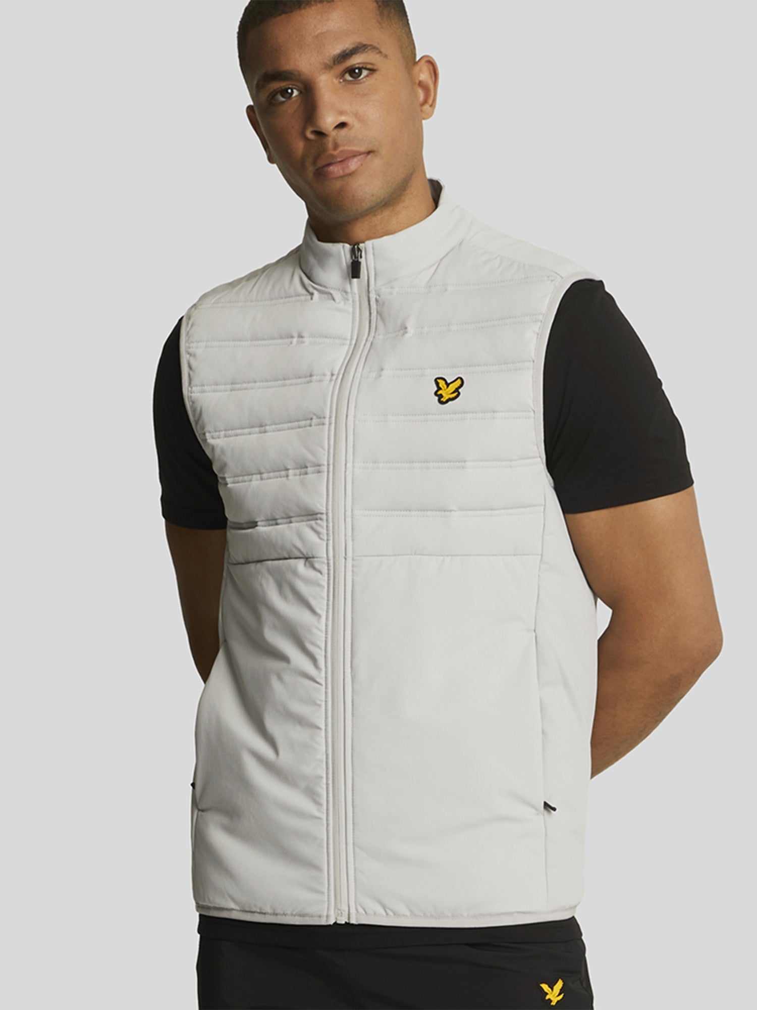 Lyle and Scott Hybrid Double Baffle Gilet Pebble from Saxumo