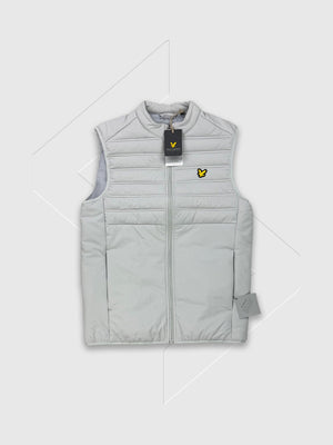 Lyle and Scott Hybrid Double Baffle Gilet Pebble from Saxumo