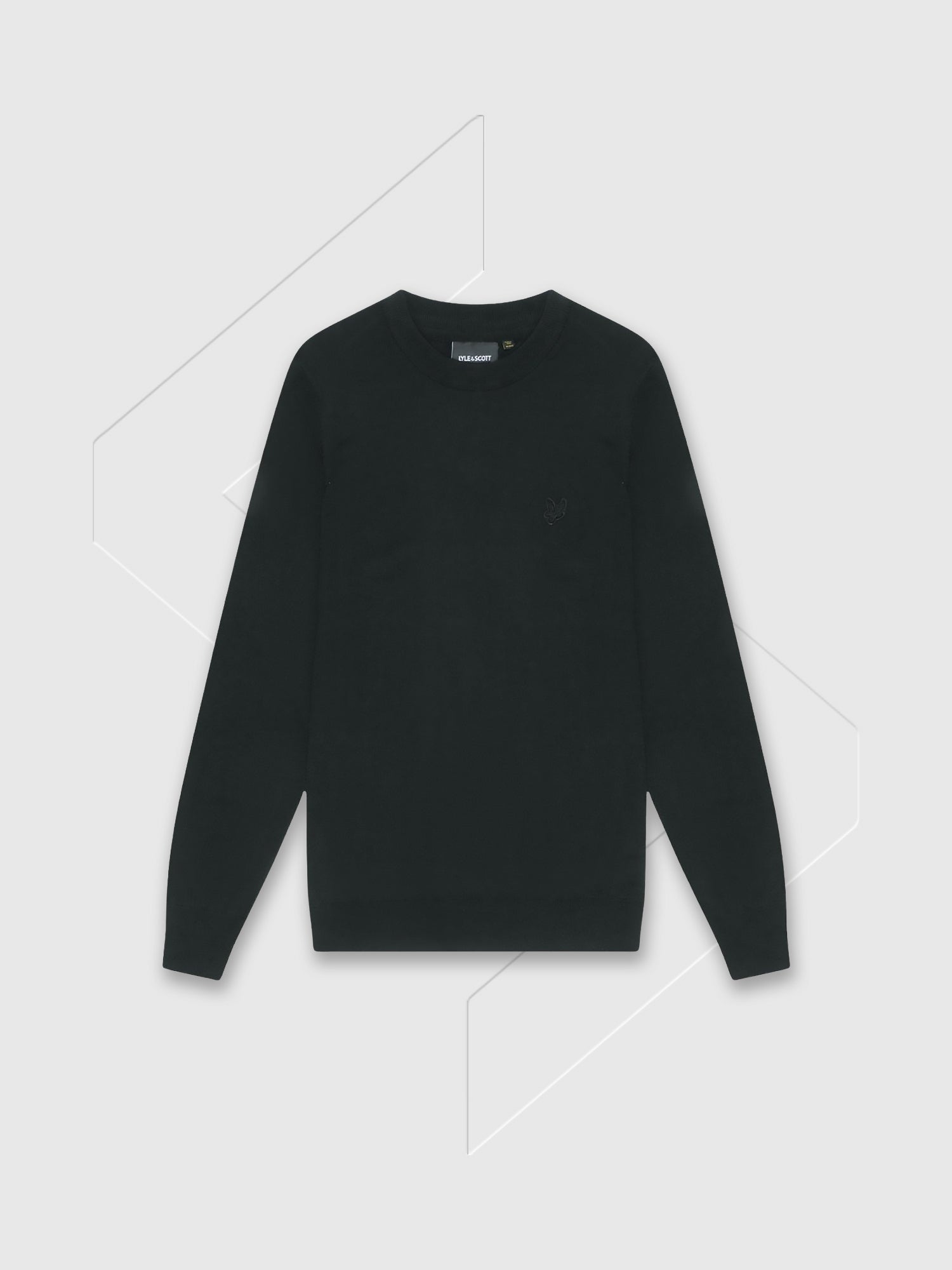 Lyle and Scott Tonal Eagle Merino Crew Neck Black from Saxumo.com