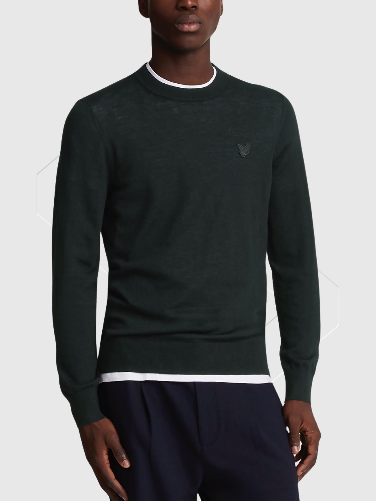 Lyle and Scott Tonal Eagle Merino Crew Neck Black from Saxumo.com