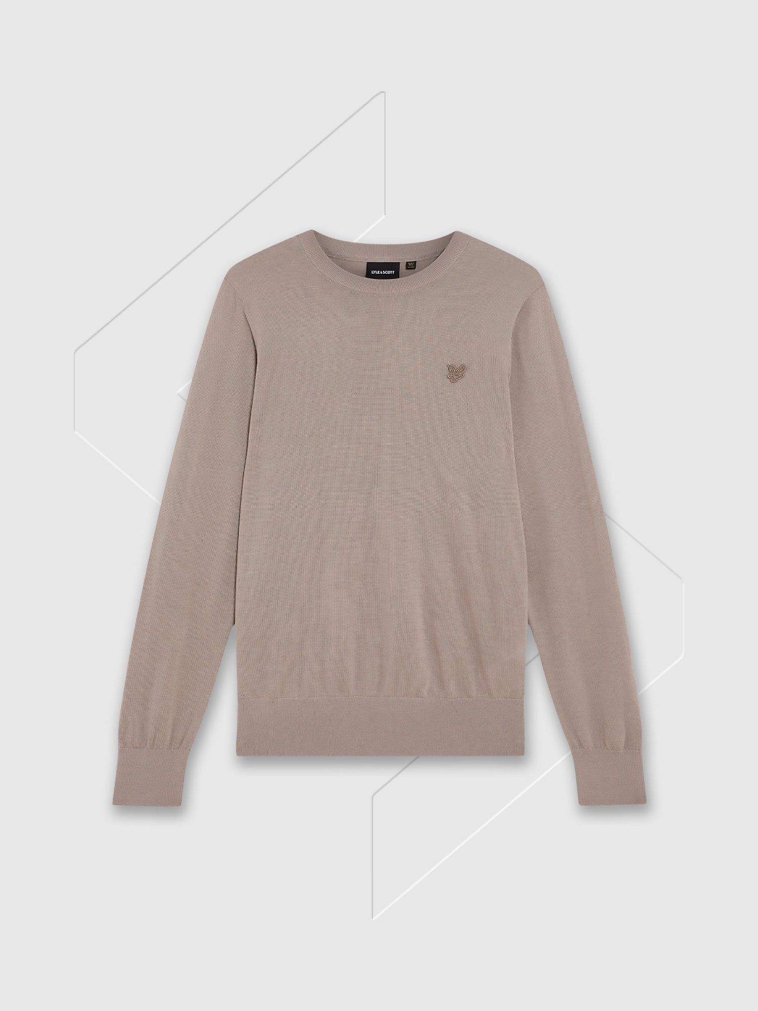 Lyle and Scott Tonal Eagle Merino Crew Neck Cinder from Saxumo.com
